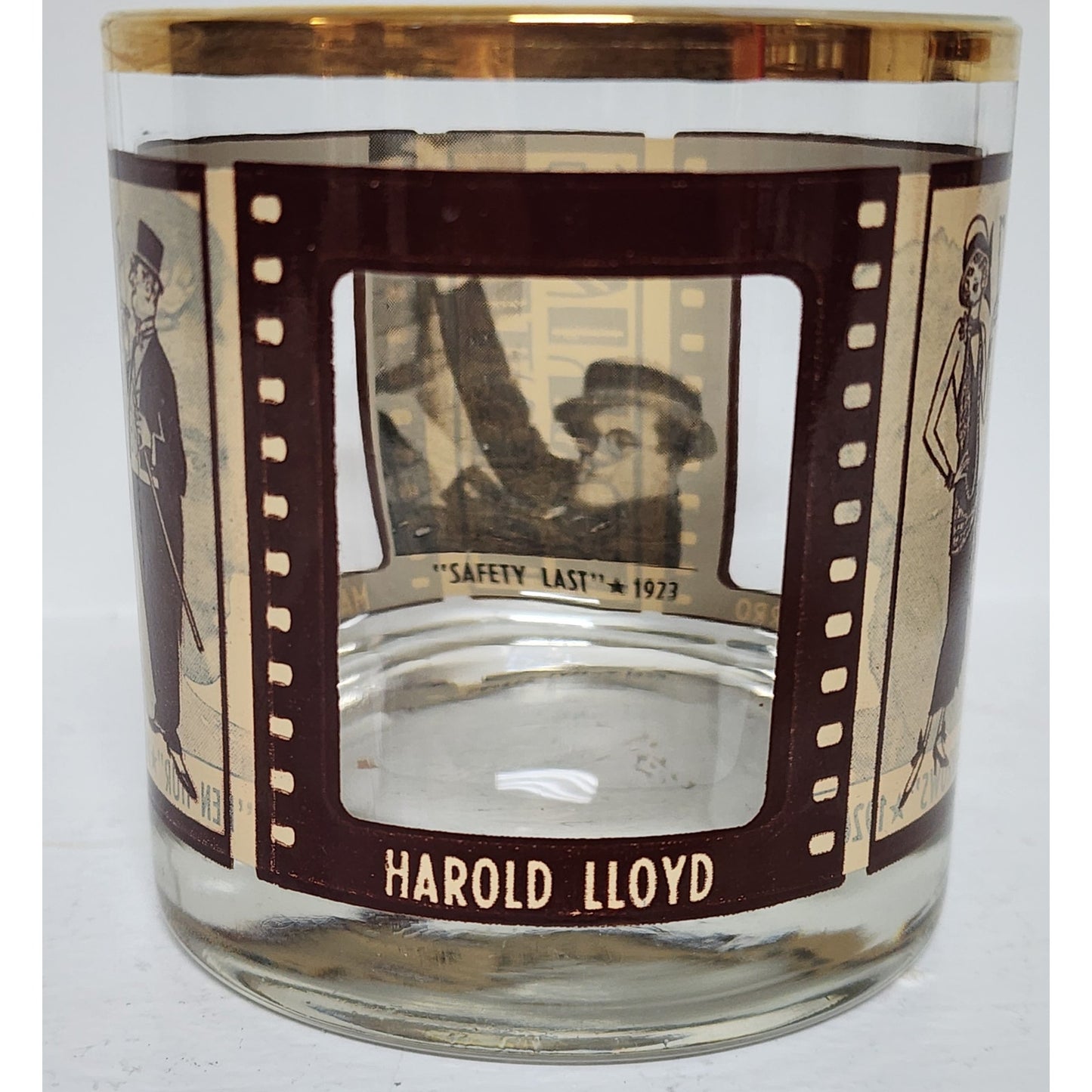 HouzeArt Roaring Twenties Filmstrip Glasses Set w/ Copper Rims Vintage