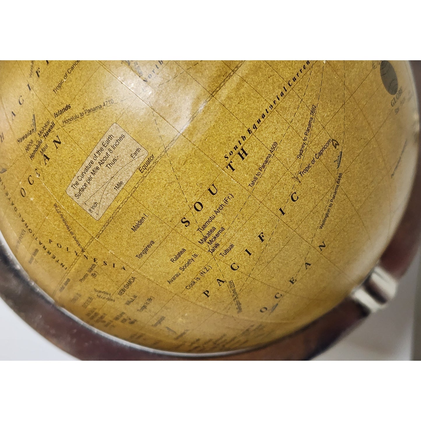 Vintage 360° Rotating World Globe on Walnut Base w/ Nickel Axis Rings