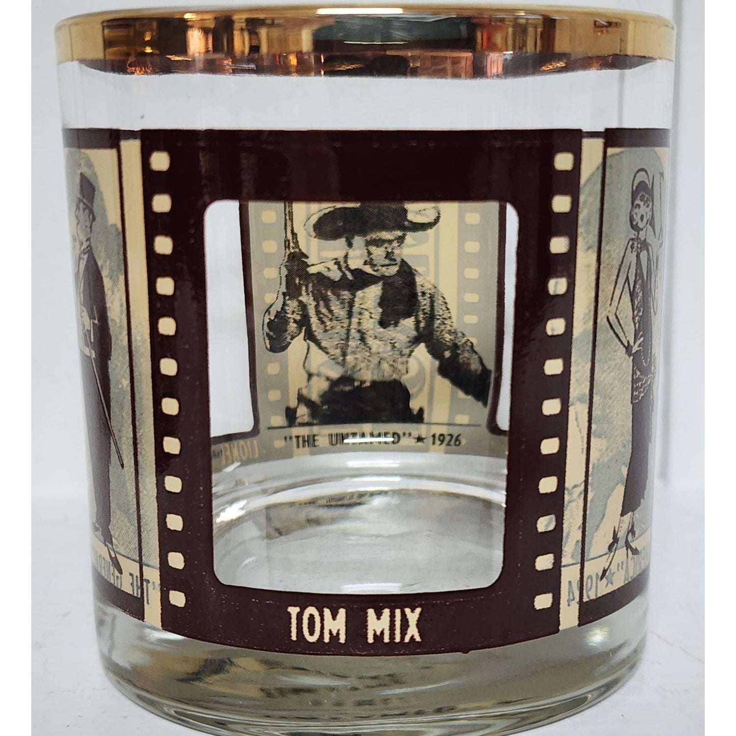 HouzeArt Roaring Twenties Filmstrip Glasses Set w/ Copper Rims Vintage
