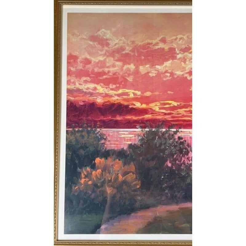 Nuages Seriolithograph Littorio Del Signore 2003 Signed in Print Gold Ornate Frame