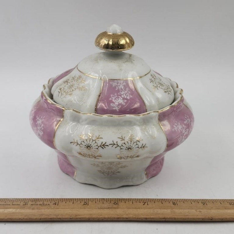 Vintage Lefton China Hand-Painted Trinket Dish; Japanese Server Bowl w/Spoon & a Covered Bowl