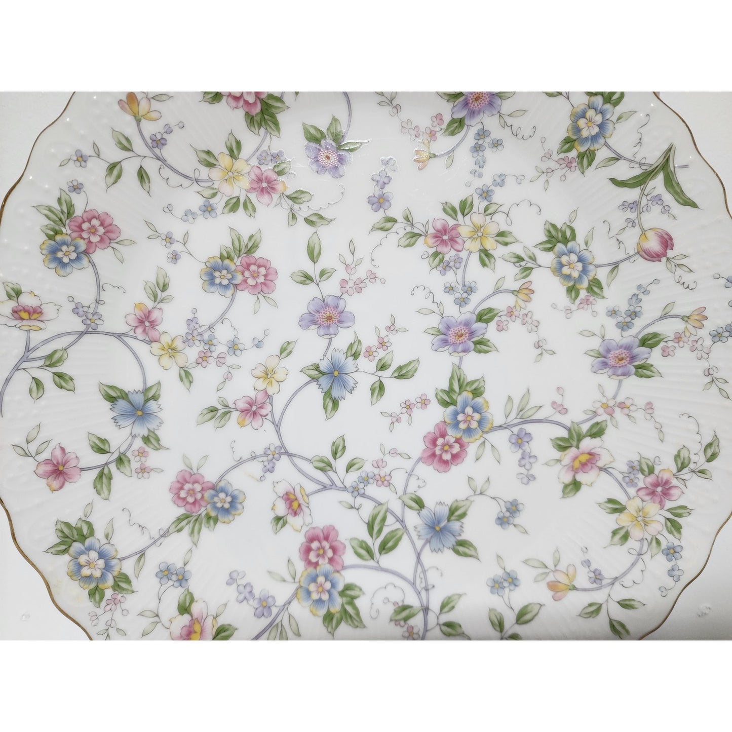 Andrea by Sadek Japan Cake Plate, Server Floral 22K Gold Trim Vintage Scalloped