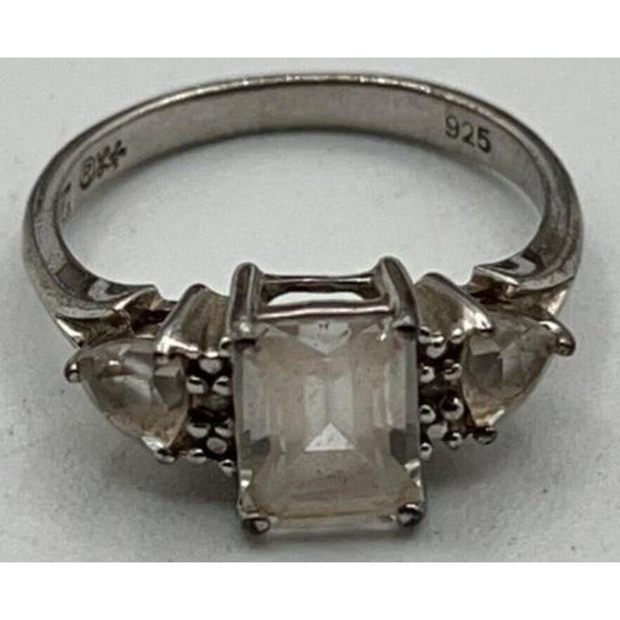2 Vintage Sterling Silver Rings Size 7 w/ Diamonds & Gemstones + Gift Box