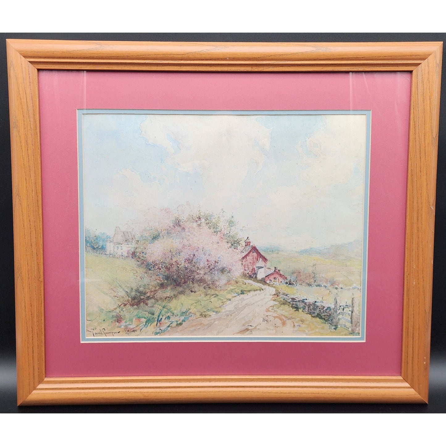 Countryside Paul Sawyier Lithograph 1470/1500 Framed Oak 22x20 COA 1996