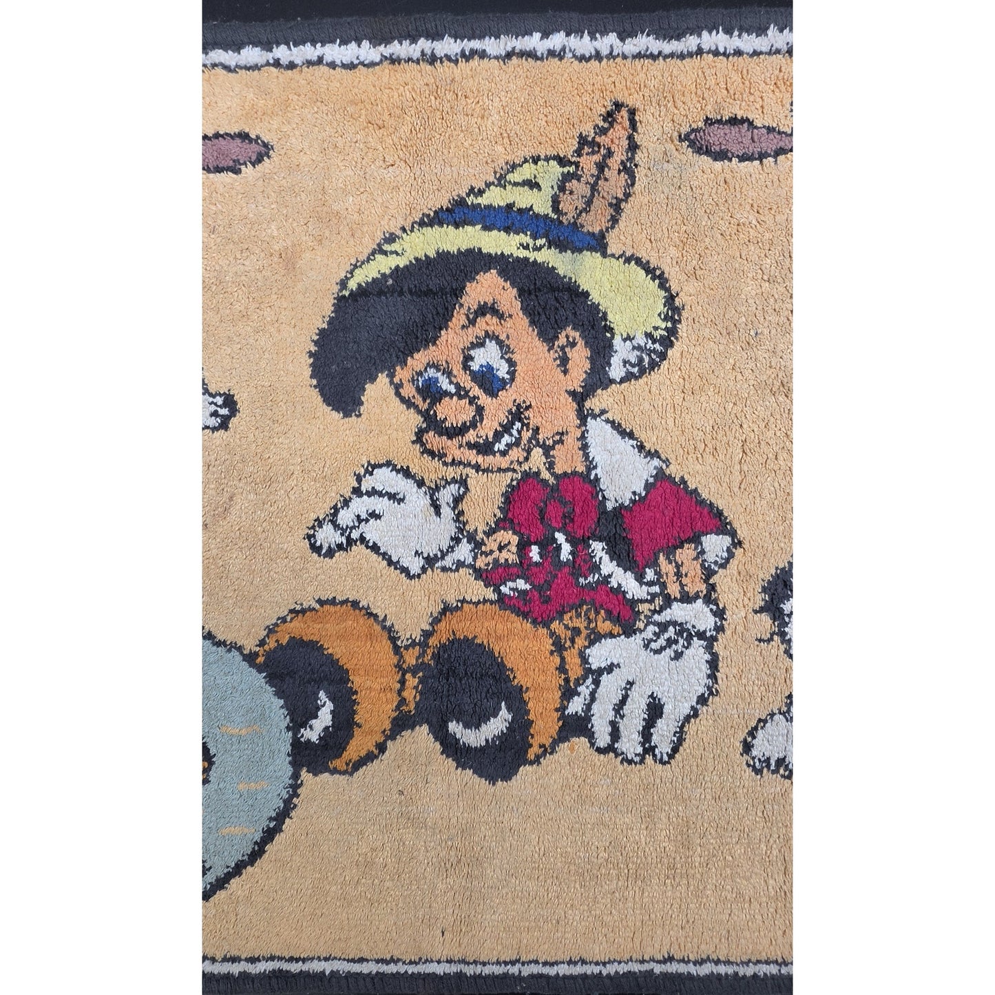 Vintage Disney Pinocchio & Friends Tapestry Rug w/ Fringe 21x34.5