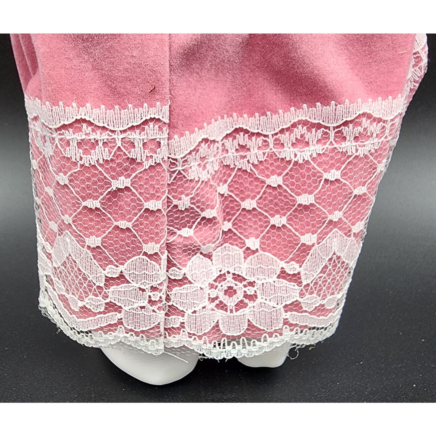 Vintage 16" Porcelain Doll “Tracy” TH‑64 Pink Velvet Dress w/ Bonnet & Box