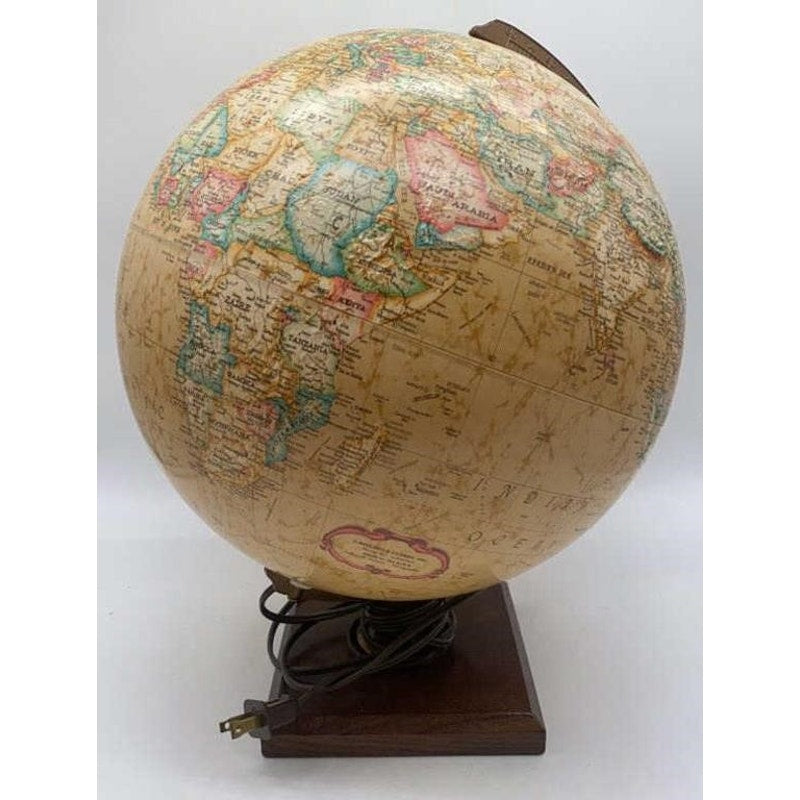 Replogle World Premiere 12" Illuminated Globe Vintage Wood Base LED Tested