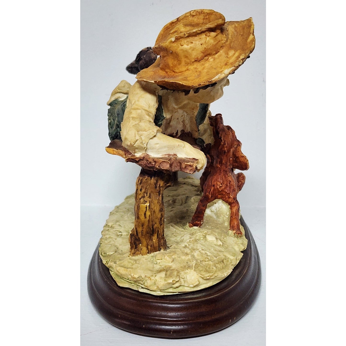 Giuseppe Armani Boy & Dog Figurine on Wood Base 9.5" Vintage Italy