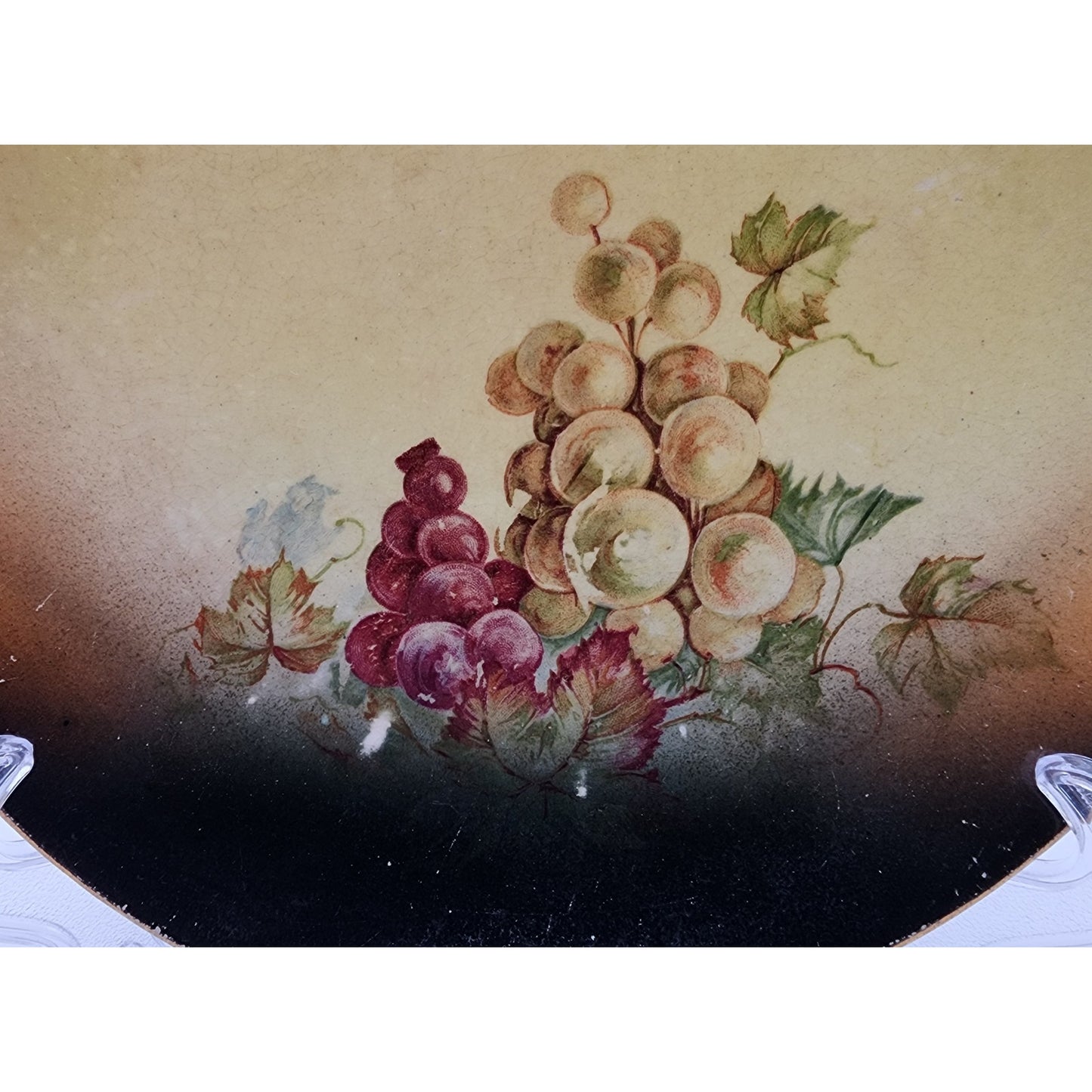Set of 5 Vintage Hand-Painted Fruit Plates Grapes & Berries 6.5" Gold Trim Glaze
