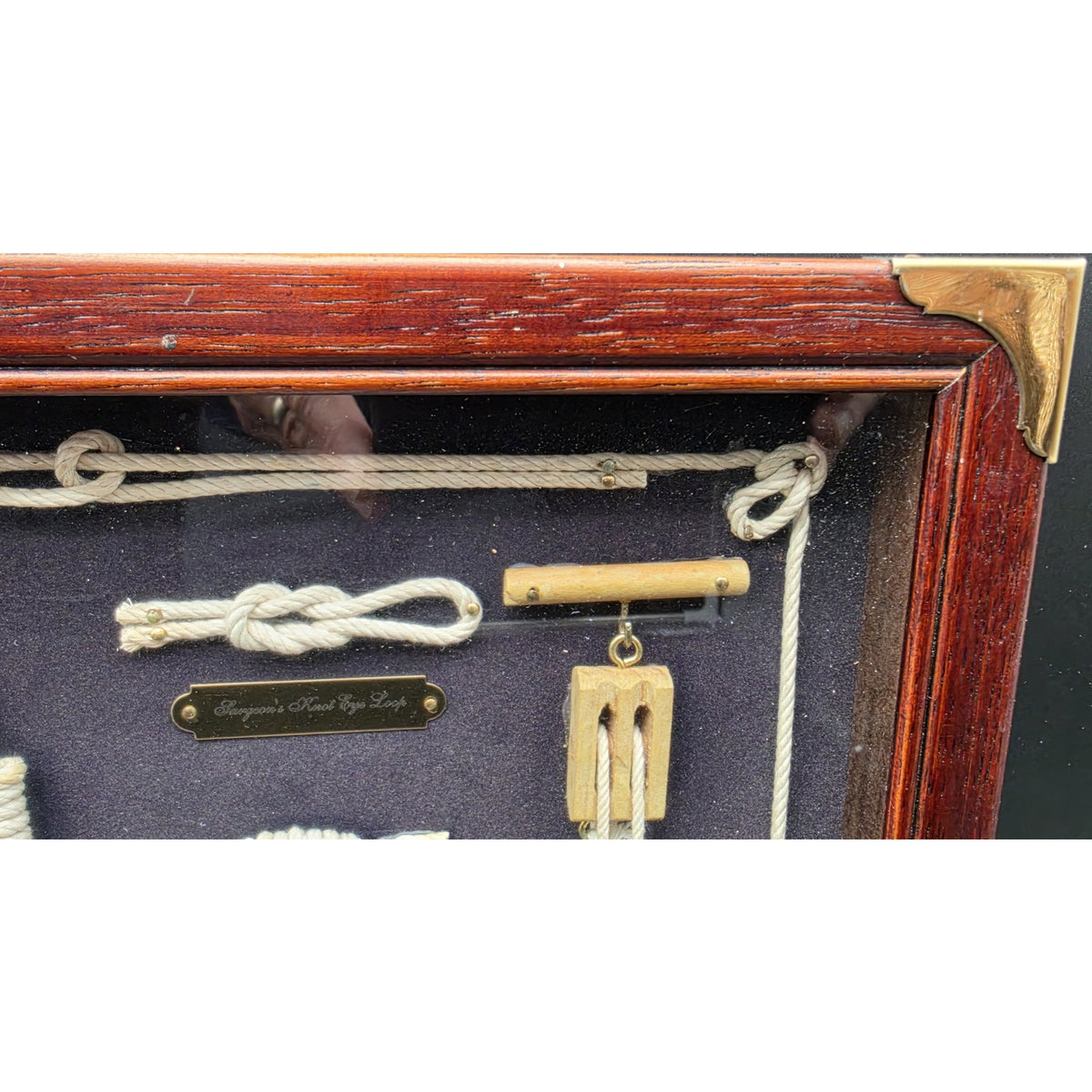 Vintage Nautical Rope Knot Shadow Box Wooden Display Brass Frame Wall Art 20.5"