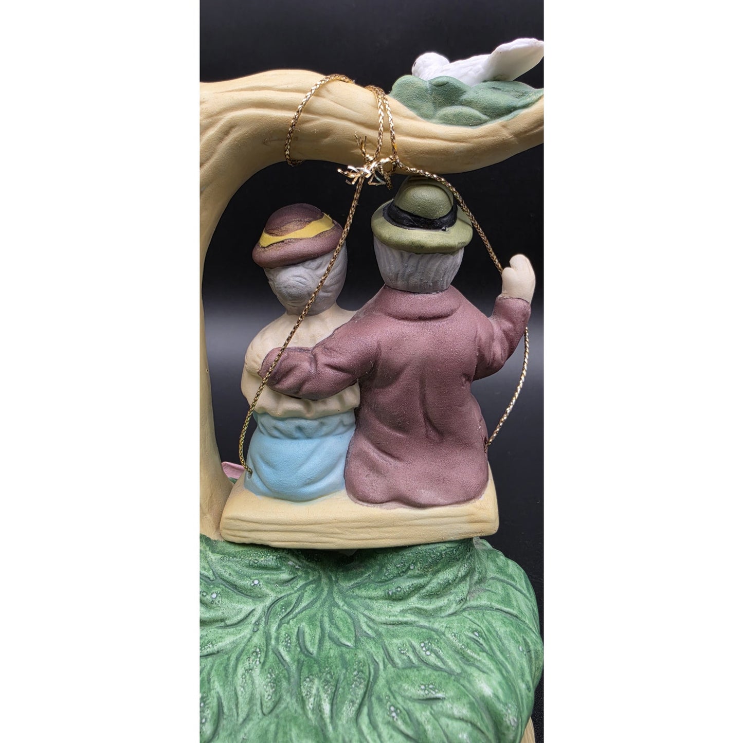1994 Porcelain Music Box Elderly Couple Swing Rotates 360° Through The Years