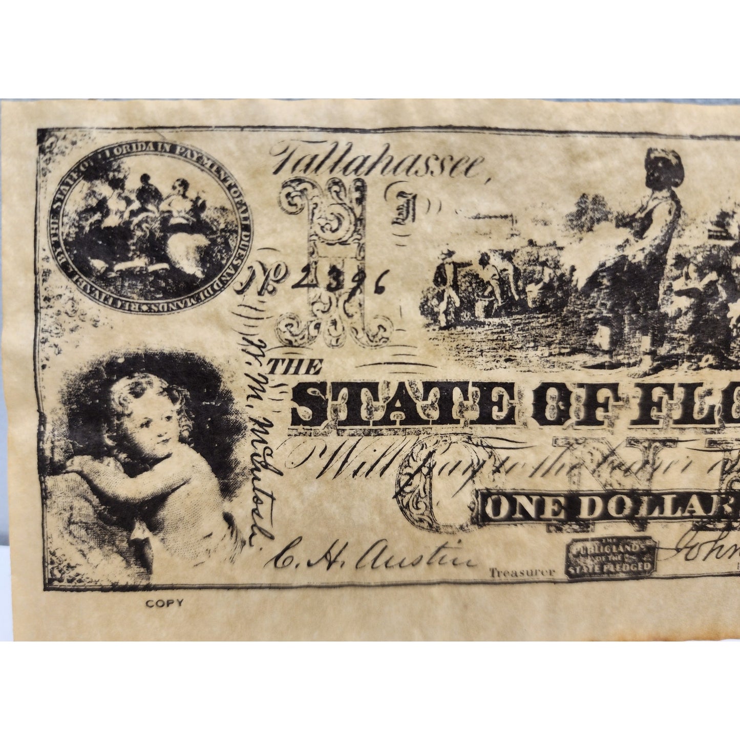 1971 U.S. Proof Set + 1863 Florida $1 Confederate Note • Display Pair • Repro