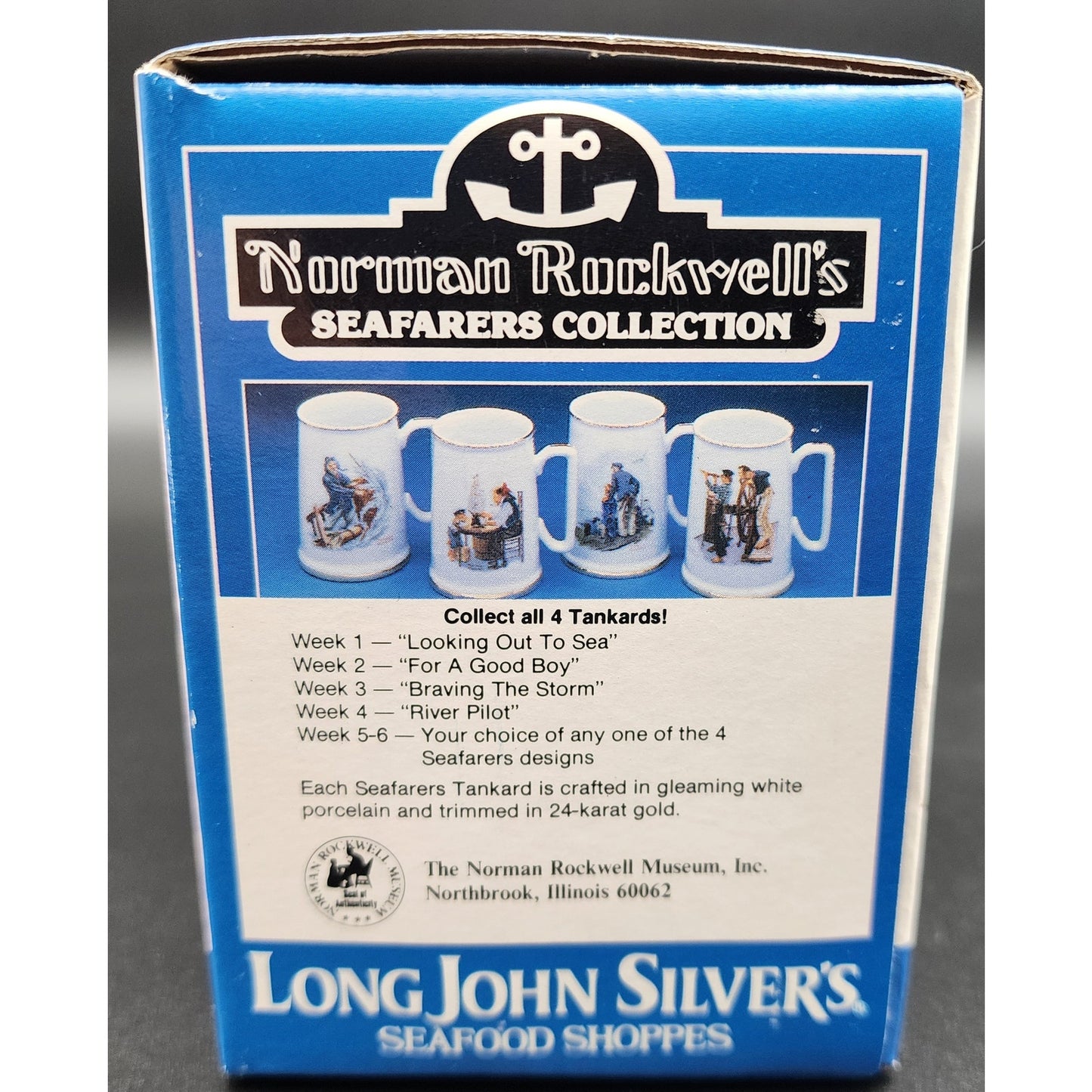 1985 Norman Rockwell Seafarers Tankard Set of 4 w/ Boxes Japan 22K Gold by LJS