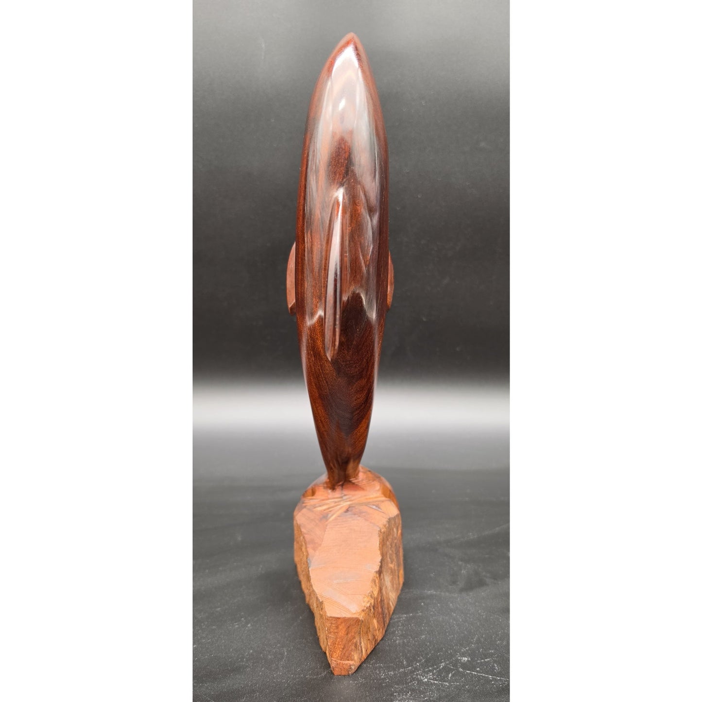 Vintage Hand‑Carved Hardwood Dolphin Statue 13.5" Polished One‑Piece Art