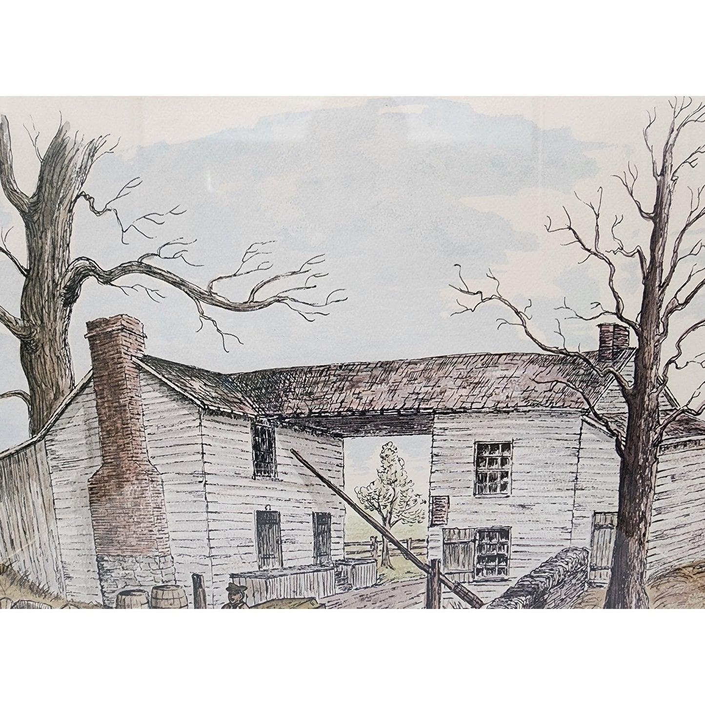 1972 Howard Fain Lithograph "The Tollgate House" Signed Framed Gold Ornate