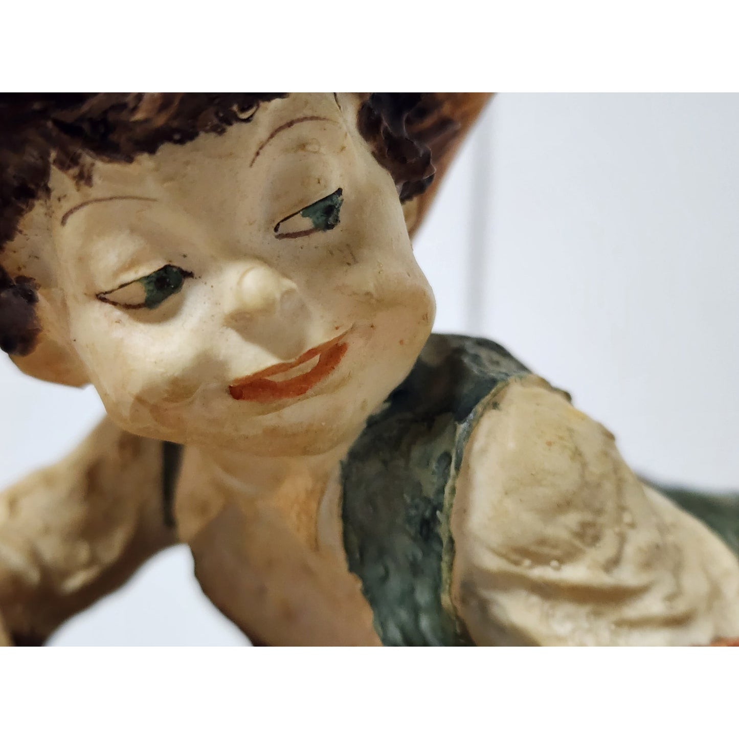 Giuseppe Armani Boy & Dog Figurine on Wood Base 9.5" Vintage Italy