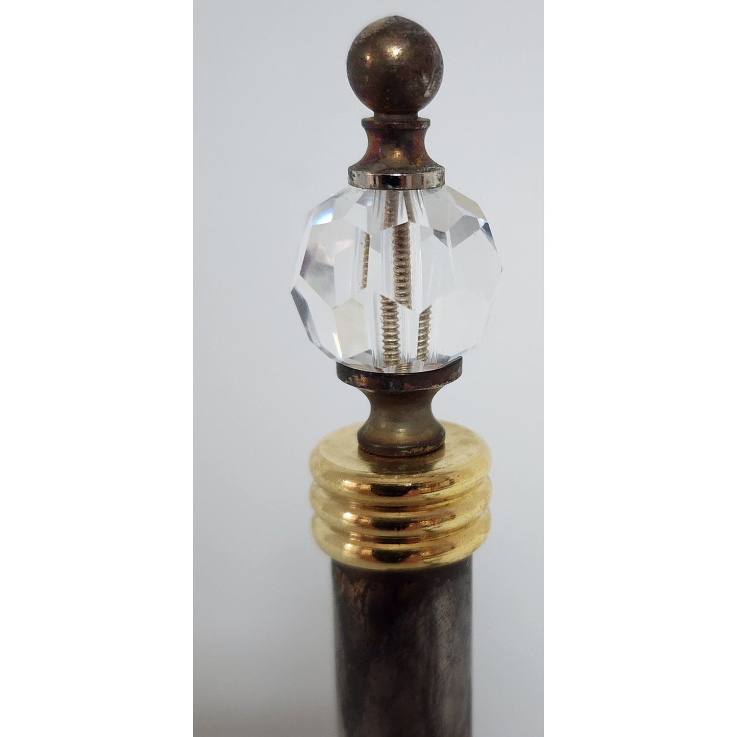 Vintage Brass Hourglass Timer on Stand – 3‑Min Promo Piece, Crystal Finial