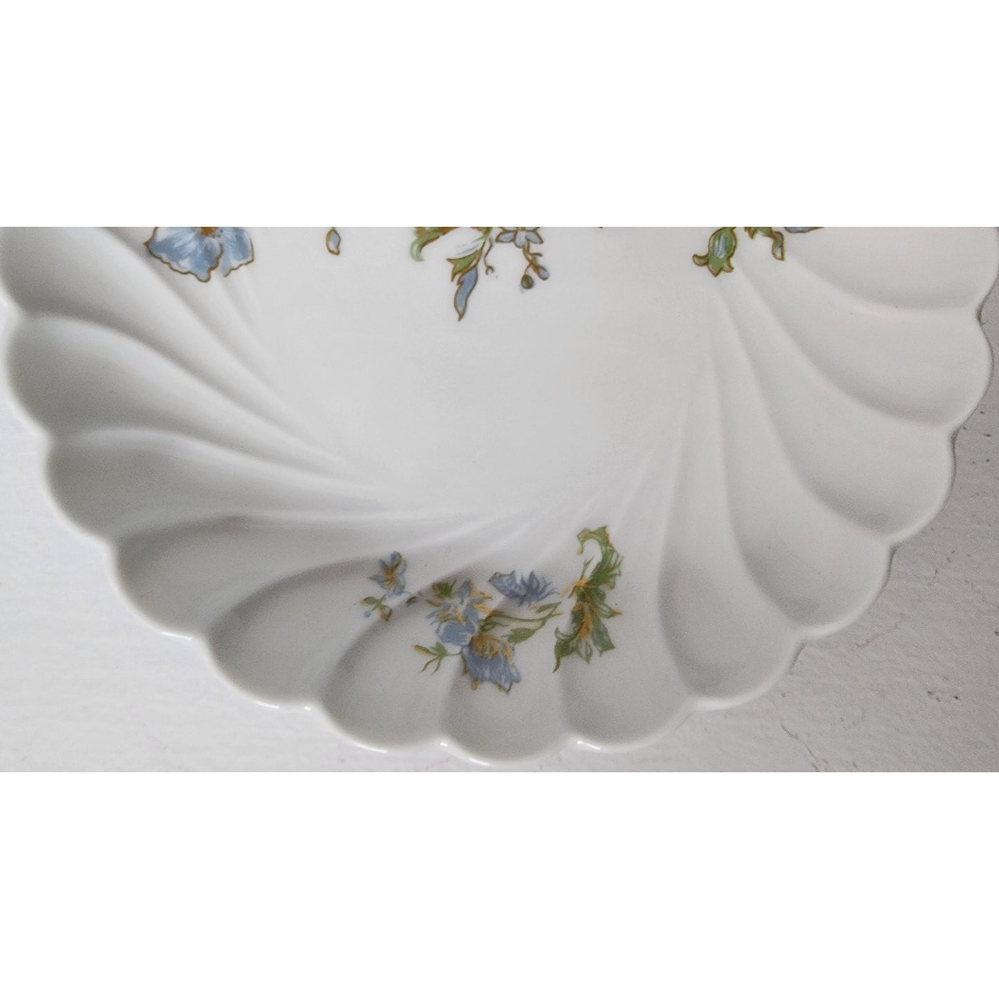 Haviland Limoges France 5" Porcelain Plate Blue Florals Gold Gilt Swirl Rim Vtg