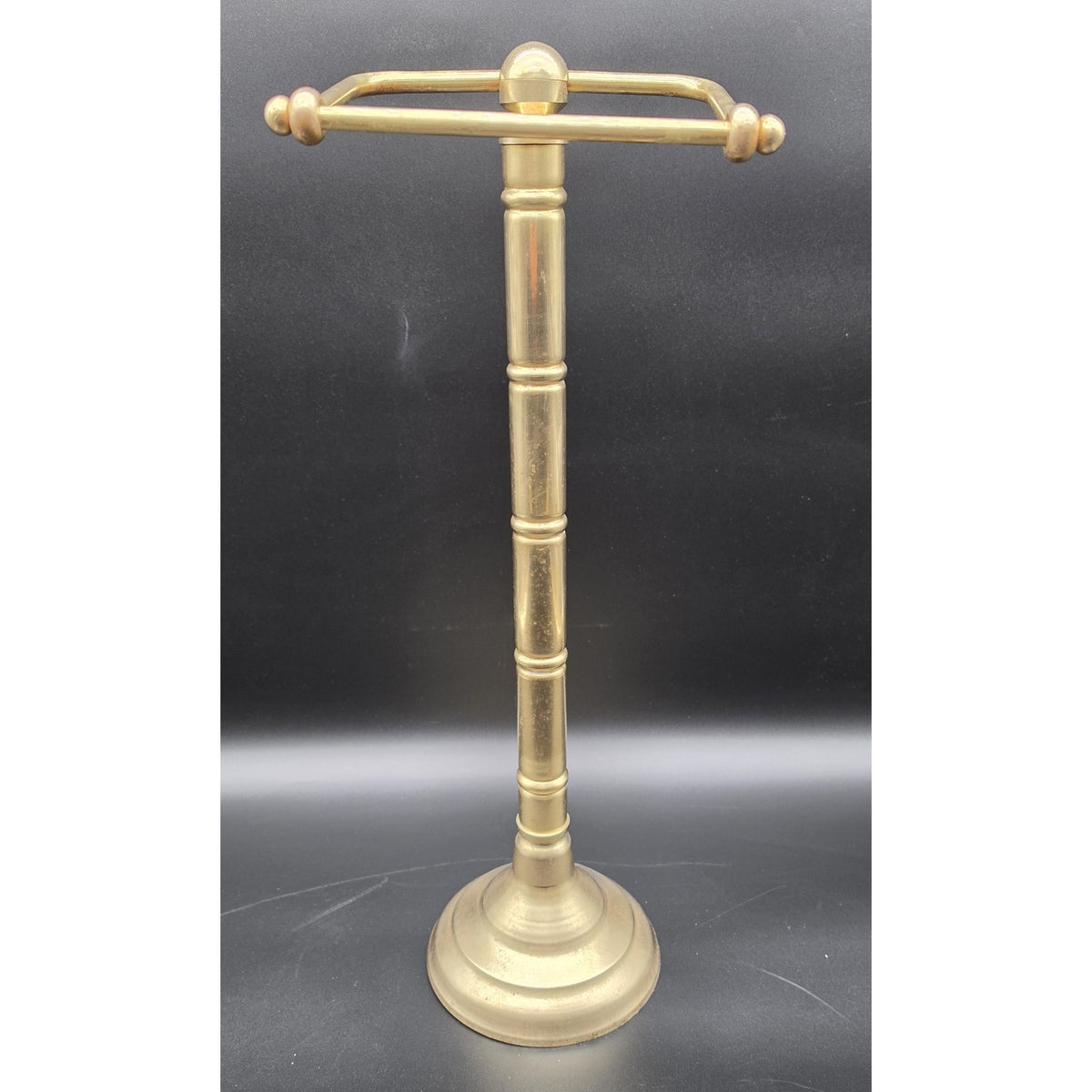 Vintage Brass Toilet Paper Holder Stand Free Standing Bathroom Roll Caddy 22"