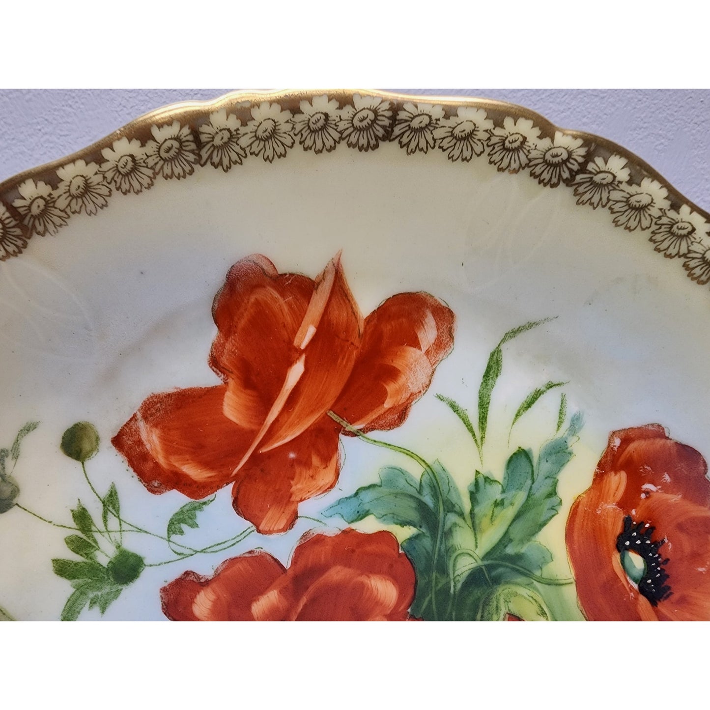 Antique R.S. Prussia Crown B Hand Painted Plate Signed Scharf 8.5" GoldGilt RARE