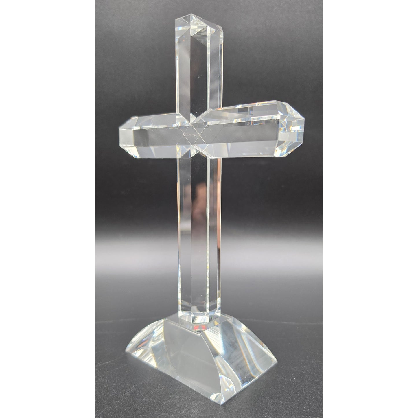 Vintage Cut Lead Crystal Cross 8.5" Tall Heavy 1lb 11oz Stunning Clarity