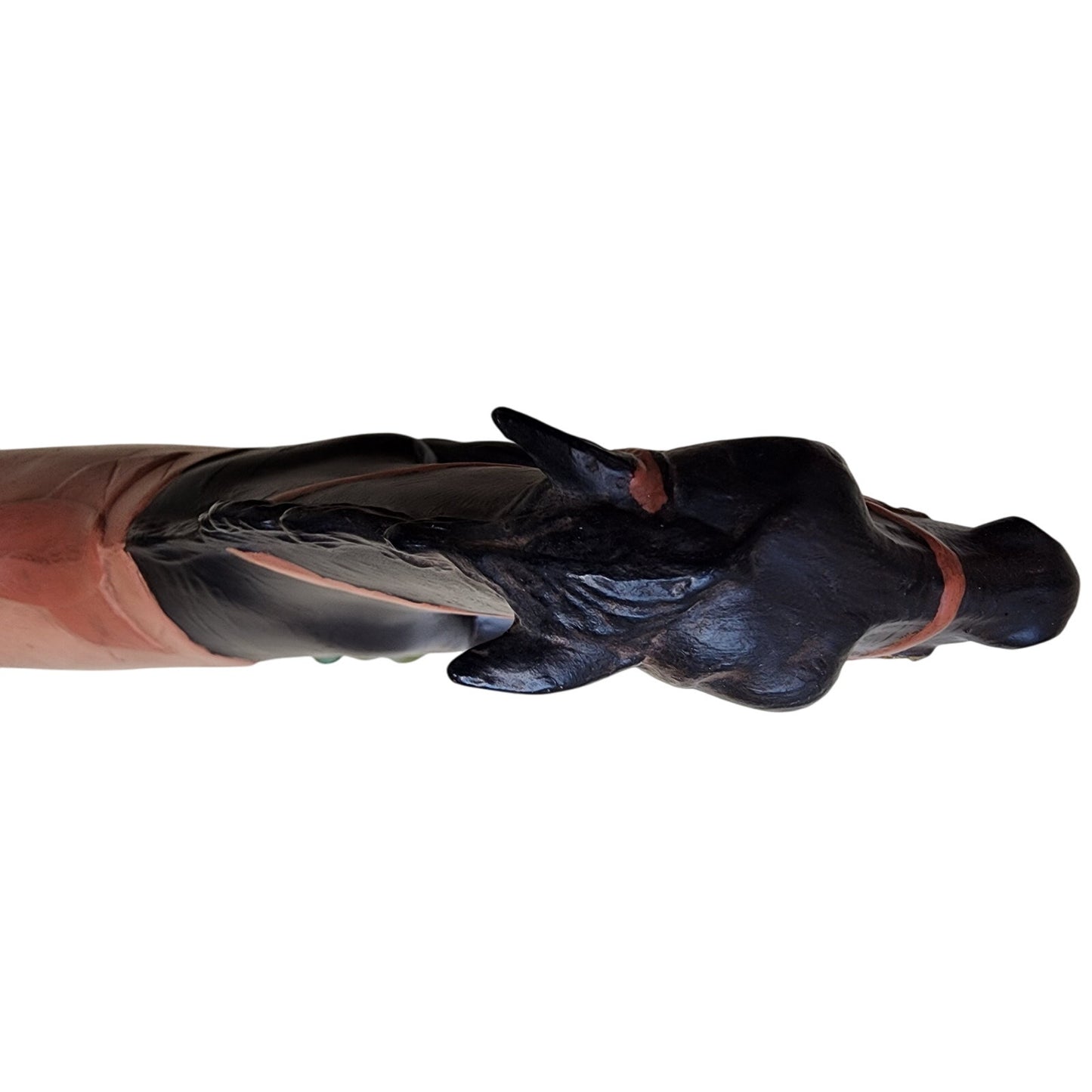 Hand Painted Ceramic Horse Figurine Running Action Black w/ Saddle 15.5”