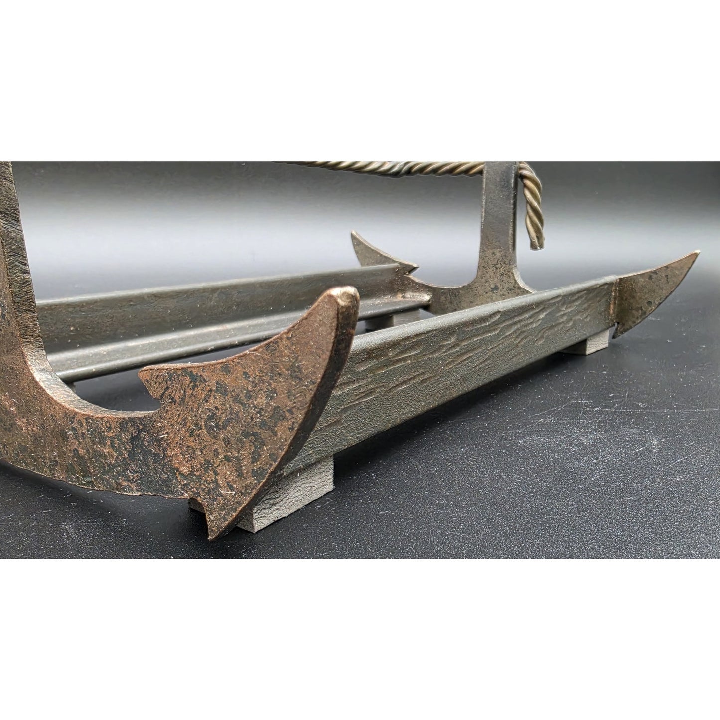 Vintage Heavy Metal Nautical Anchor Holder Rack – 11.25" x 8.25" x 7"
