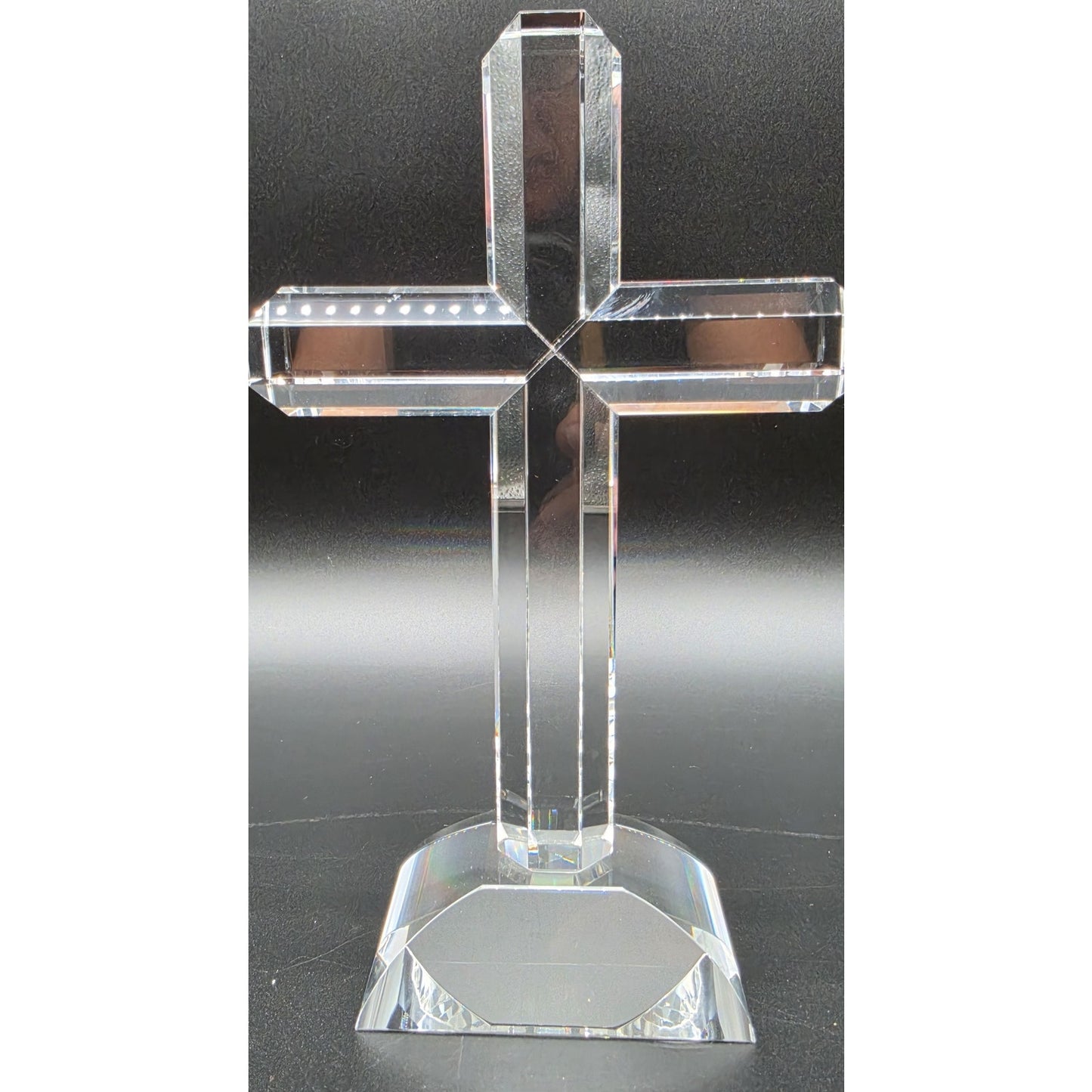 Vintage Cut Lead Crystal Cross 8.5" Tall Heavy 1lb 11oz Stunning Clarity