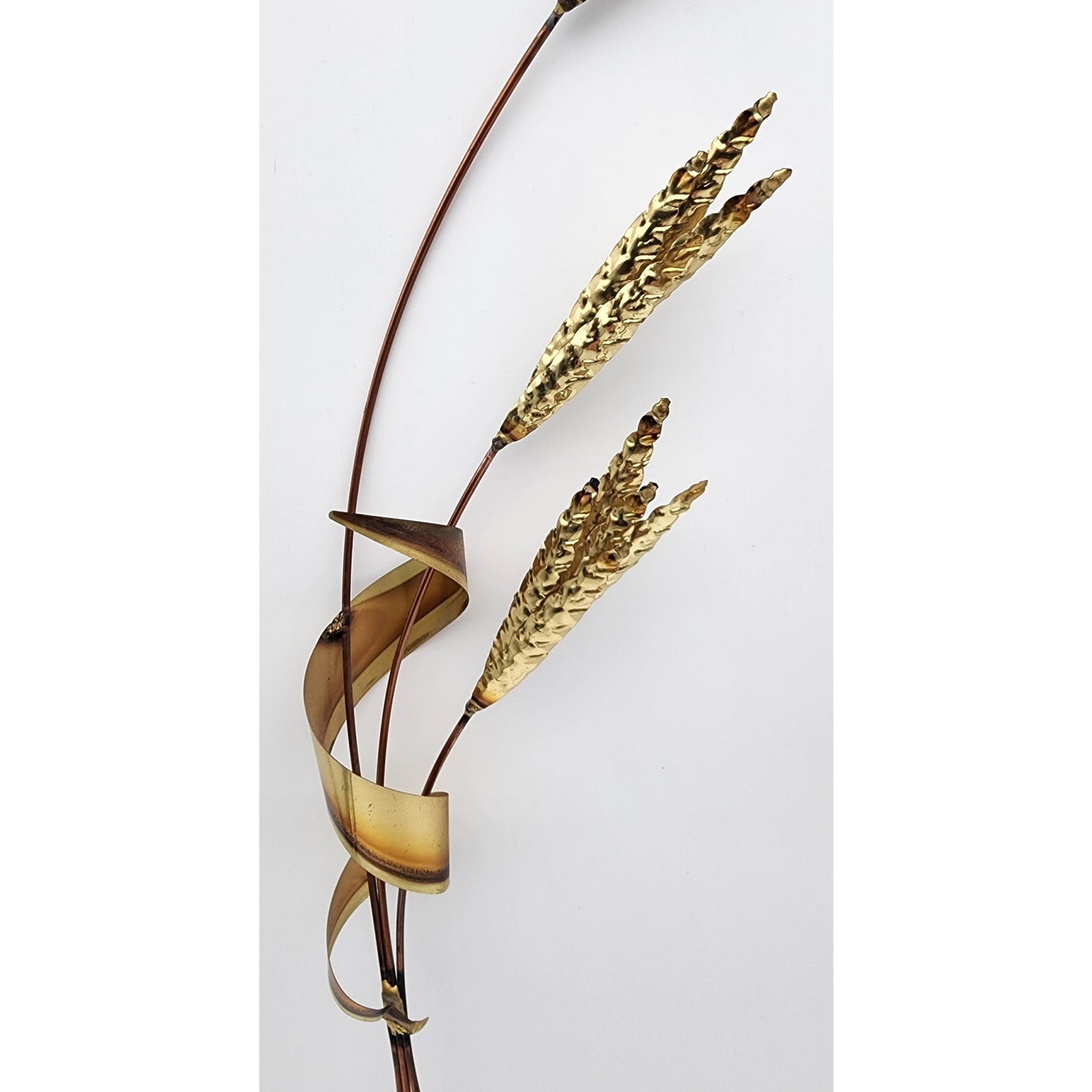 Vintage Brass & Copper Wheat Wall Art Pair – 31" Metal Sculptures Left/Right