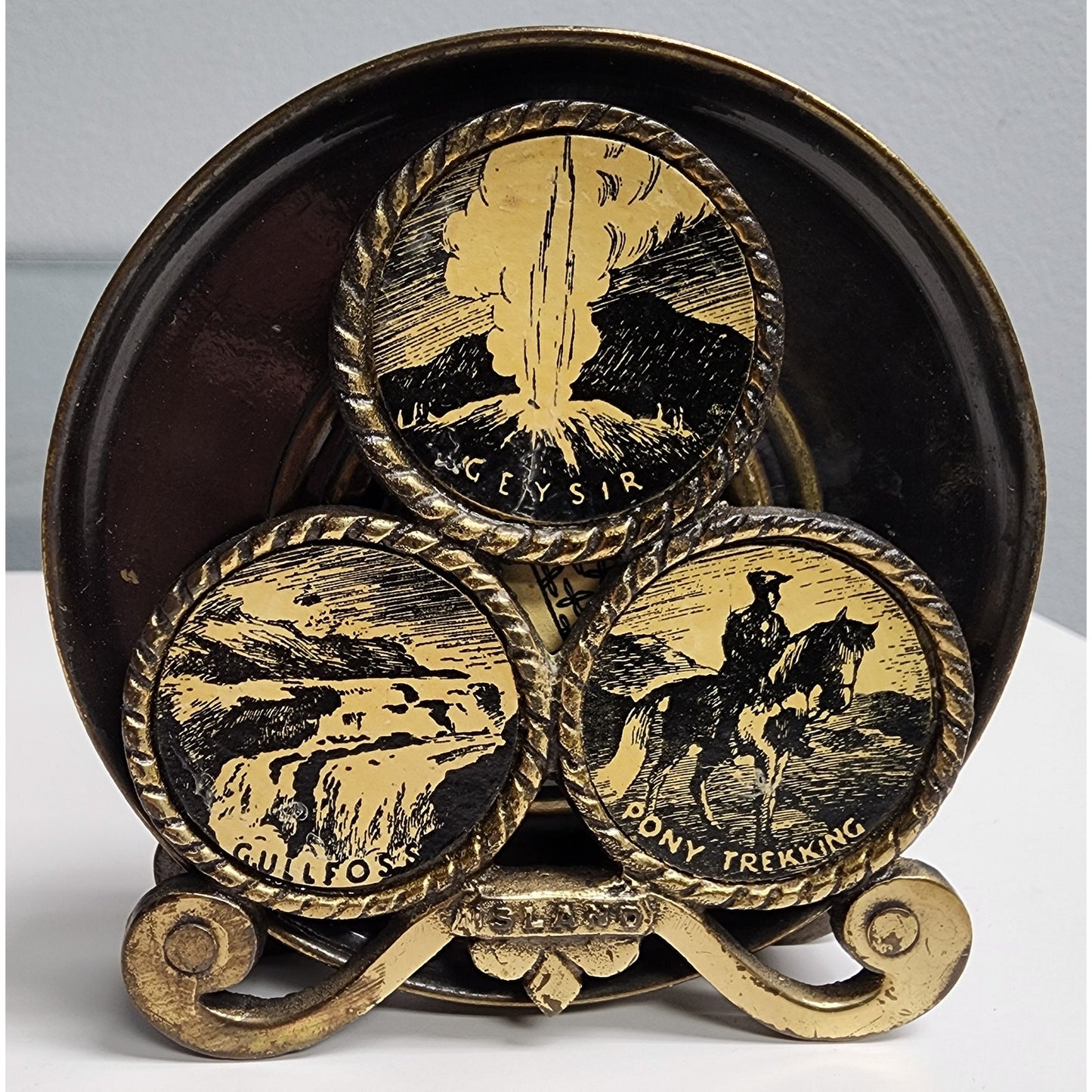 Vintage Tole Painted Silent Butler Roses + Brass Kobenhavn Trays & Flower Pot Lot