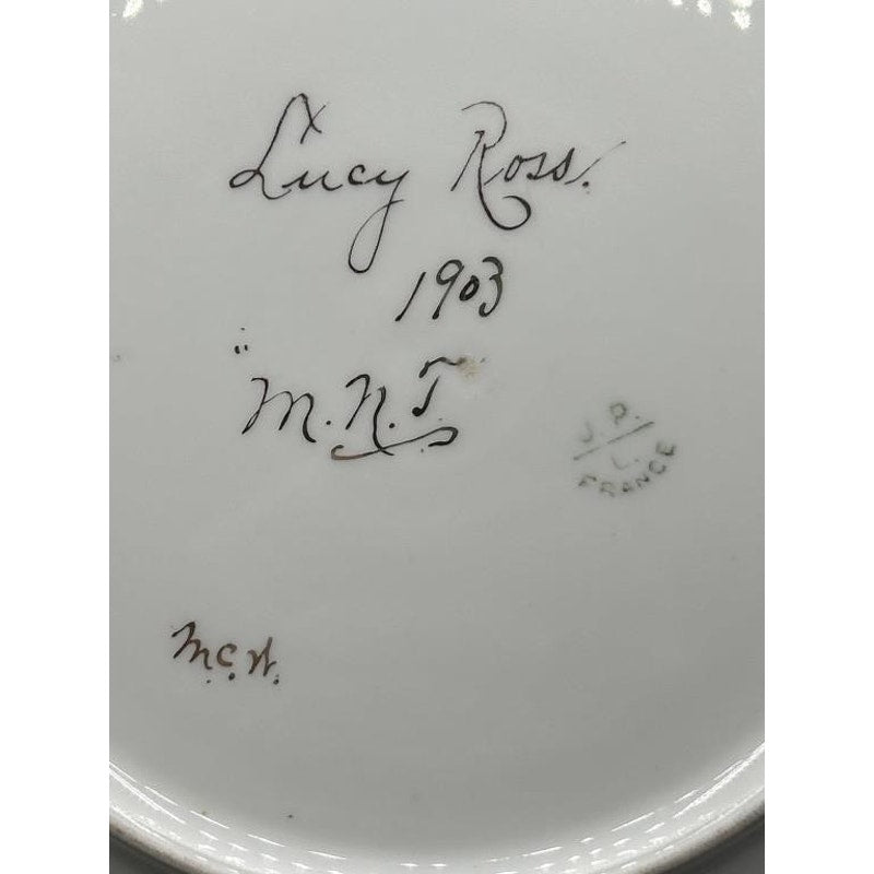 VTG J.P. France Limoges Hand Painted Floral Plate 8.25" Signed Lucy Ross 1903 RARE!