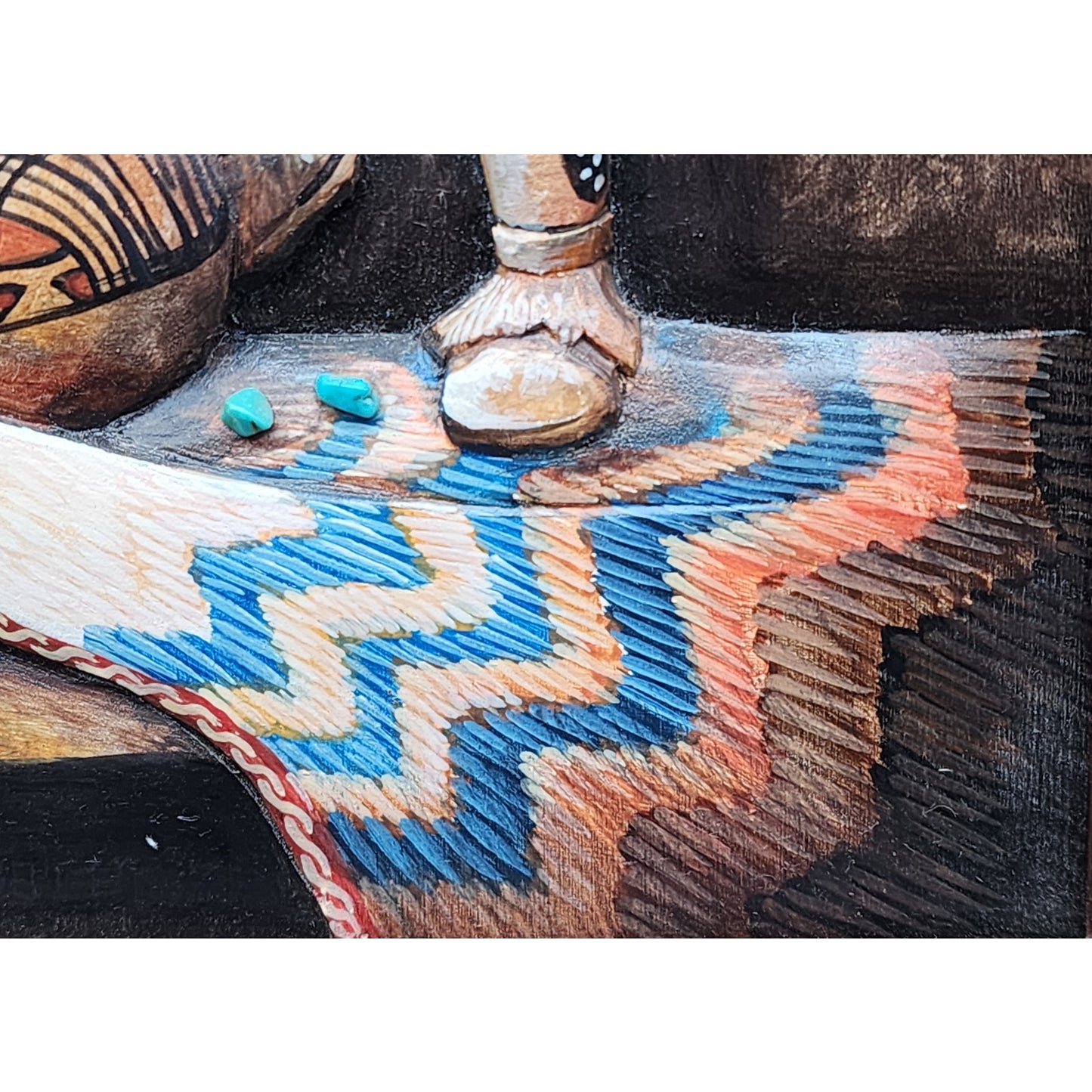 Bill Coffelt 2003 Southwest Mixed Media Art Framed Native Pottery Scene