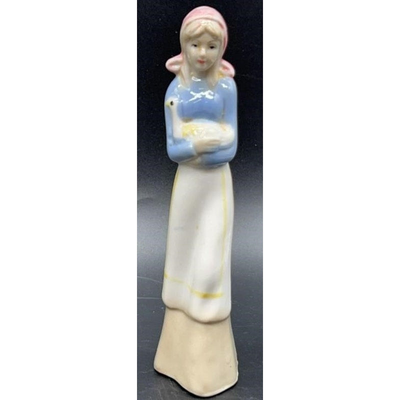 3 VTG Frankel Porcelain Lady Figurines Old Lady, Blue Scarf, & Duck Holder