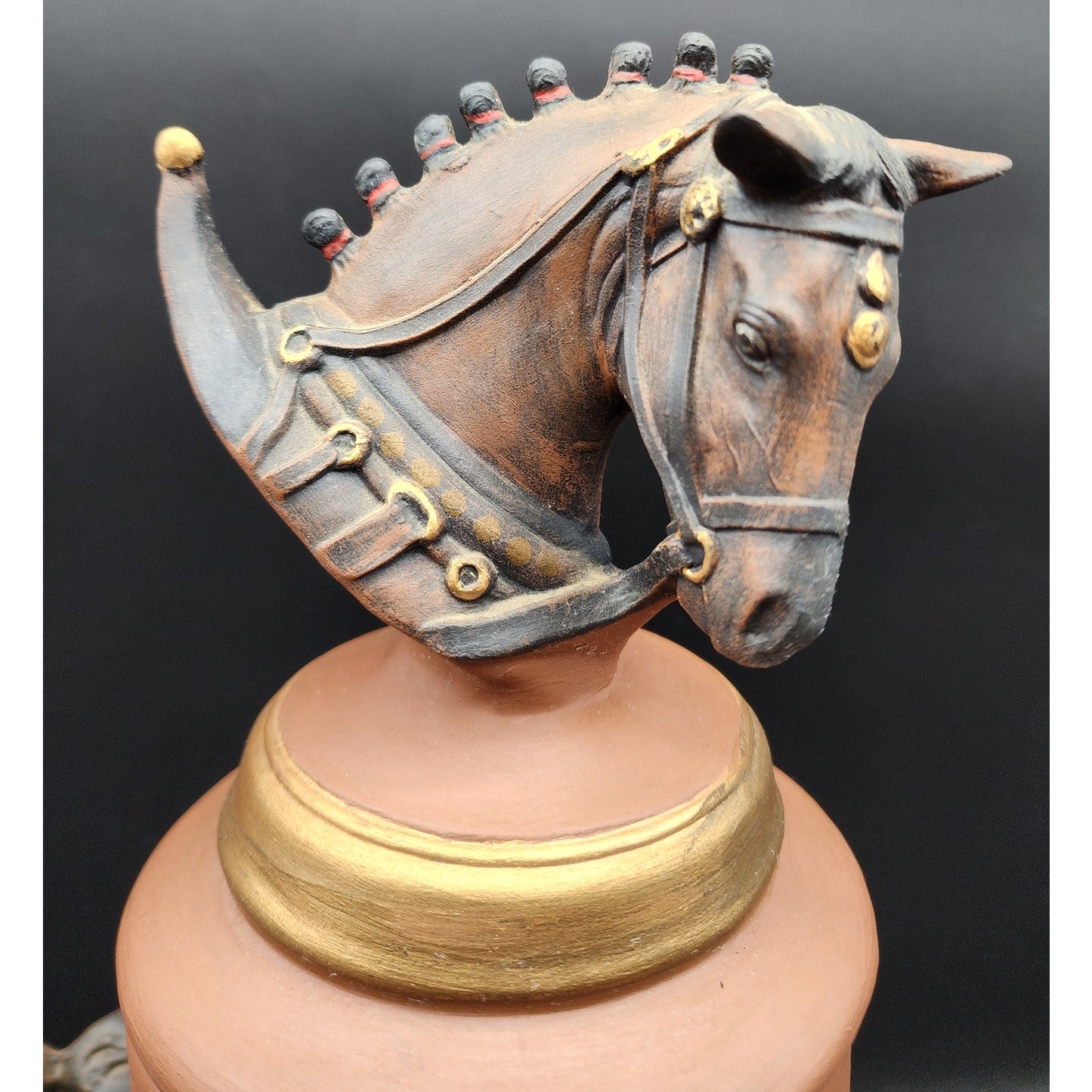 Vintage 18.5" German Horse Head Lidded Beer Stein Raised Relief Hand Painted