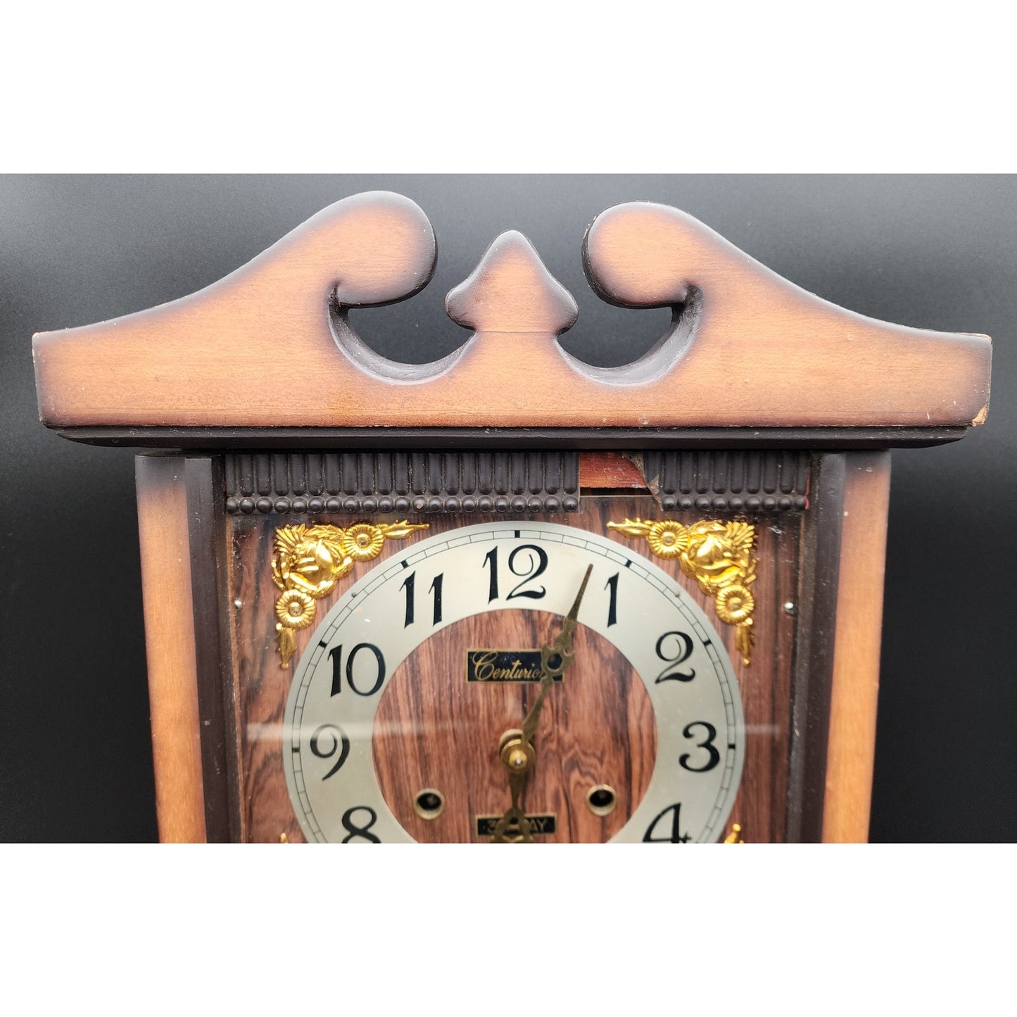 Vintage Centurion 35‑Day Regulator Clock* Korea Wood Case Brass Pendulum Key