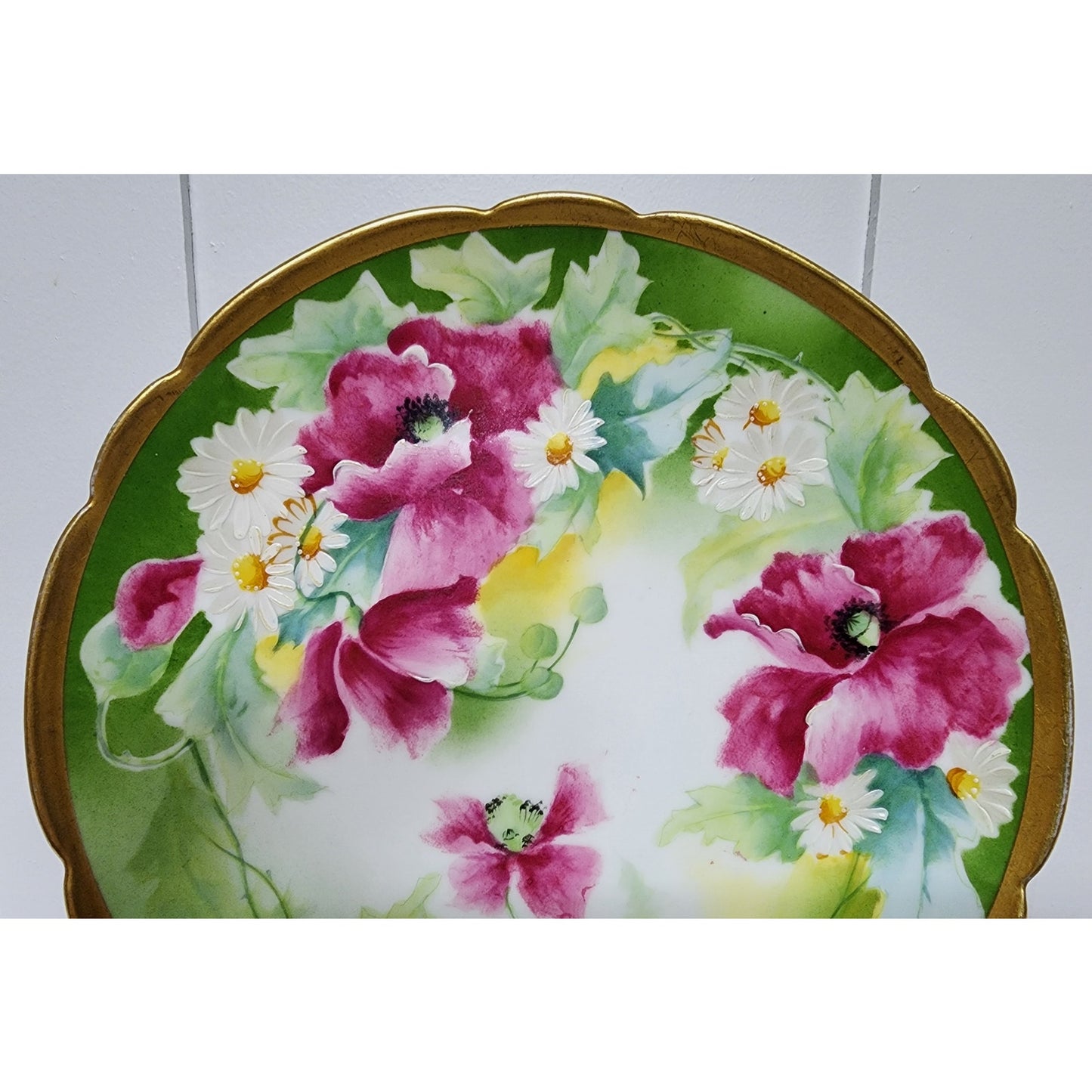 Coronet Limoges France HandPainted Porcelain Plate Roses Gold Rim Scalloped8.75"