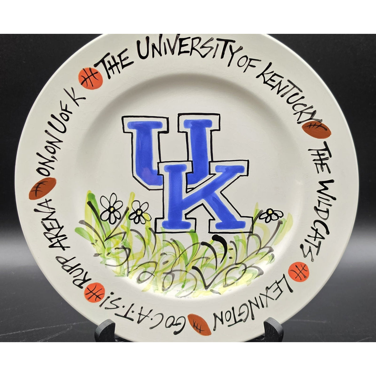 Vintage University of Kentucky UK Wildcats 10.5" Hand Painted Plate TCABELLS TOO