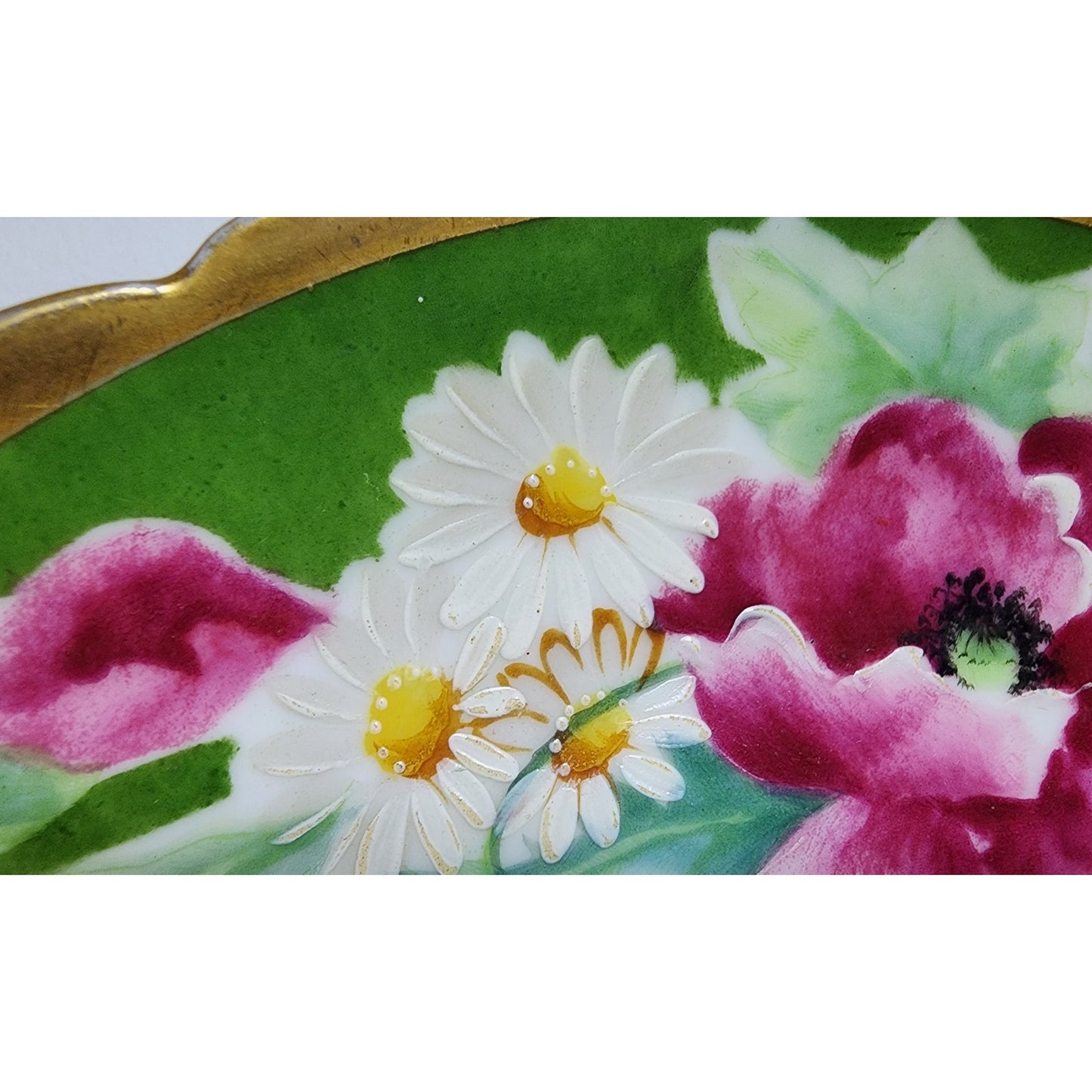 Coronet Limoges France HandPainted Porcelain Plate Roses Gold Rim Scalloped8.75"
