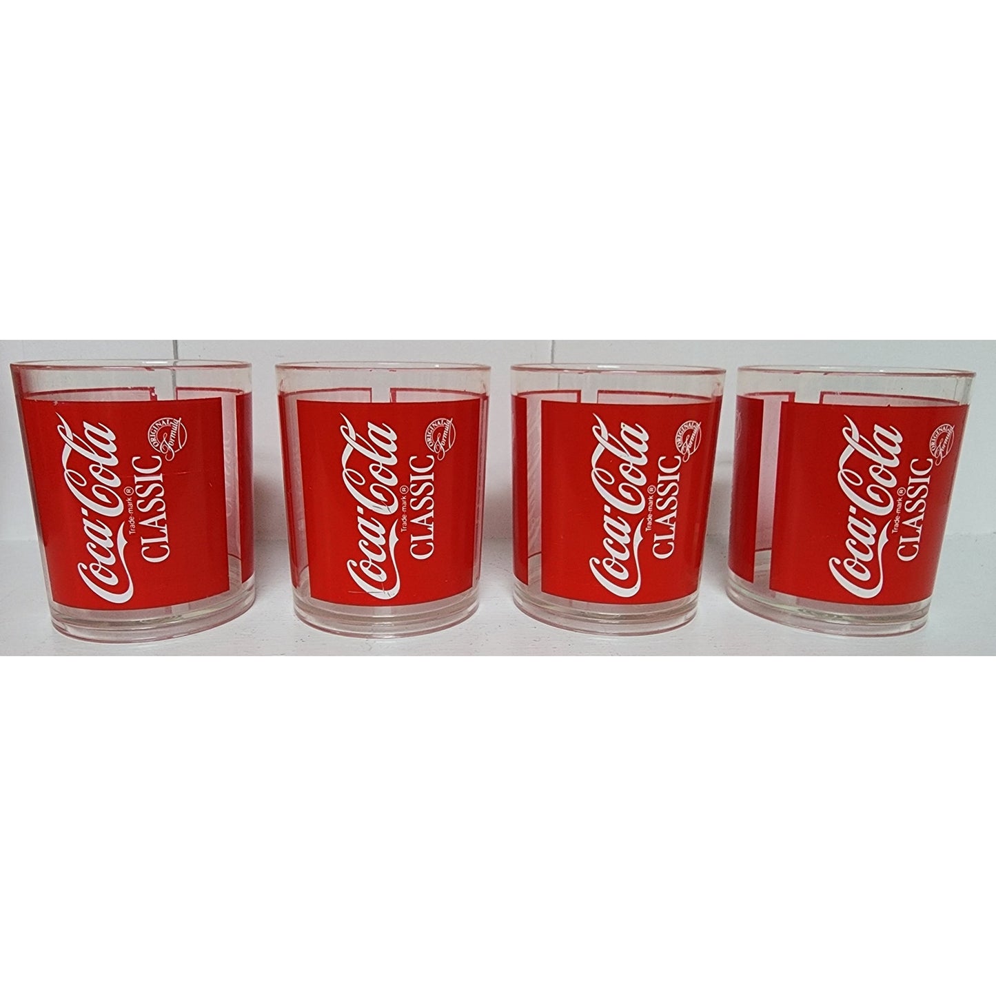 Vintage Coca-Cola Plastic Glass Set w/ Large Pop-Top Tray 8 Glasses + Cup