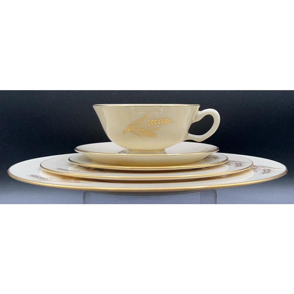 Vintage Lenox Harvest 20 Piece Place Setting 24K Gold Wheat Pattern USA R‑441