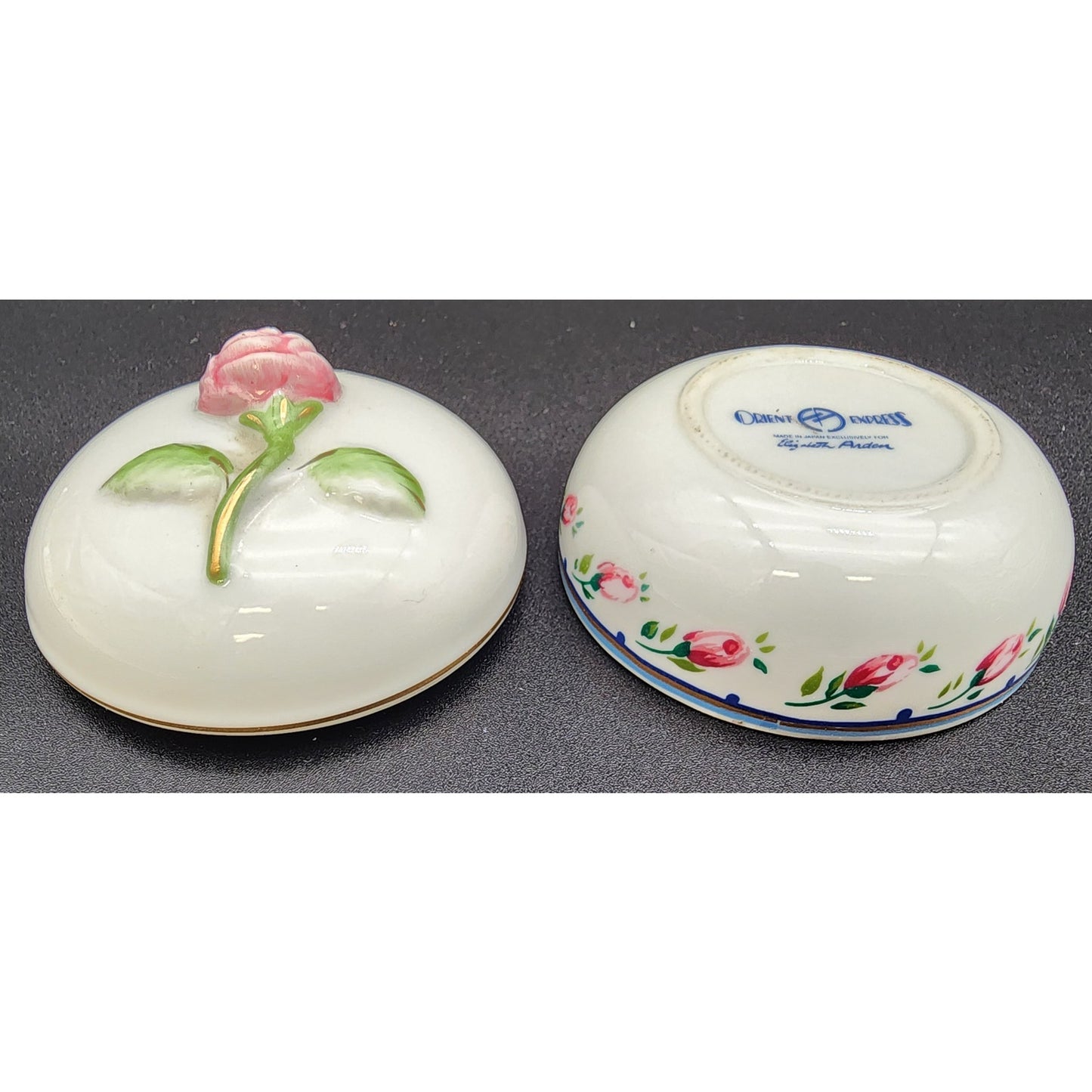 Orient Express Japan Elizabeth Arden Porcelain Rose Candle w/ Lid Vintage