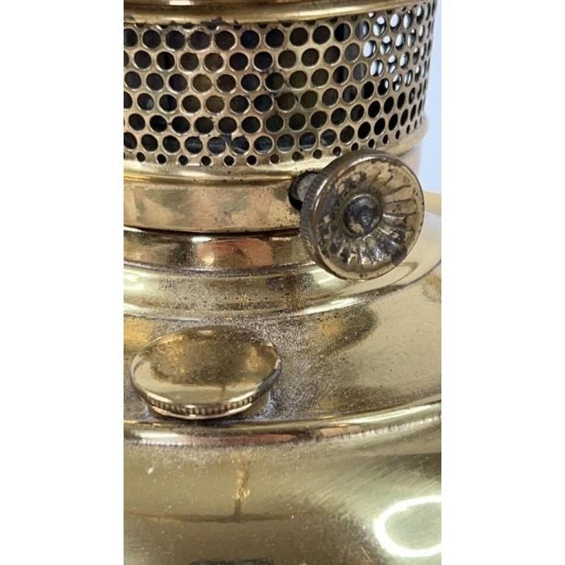 Aladdin Brass Table Lamp w/ Hand-Painted Milk Glass Shade – Model Works