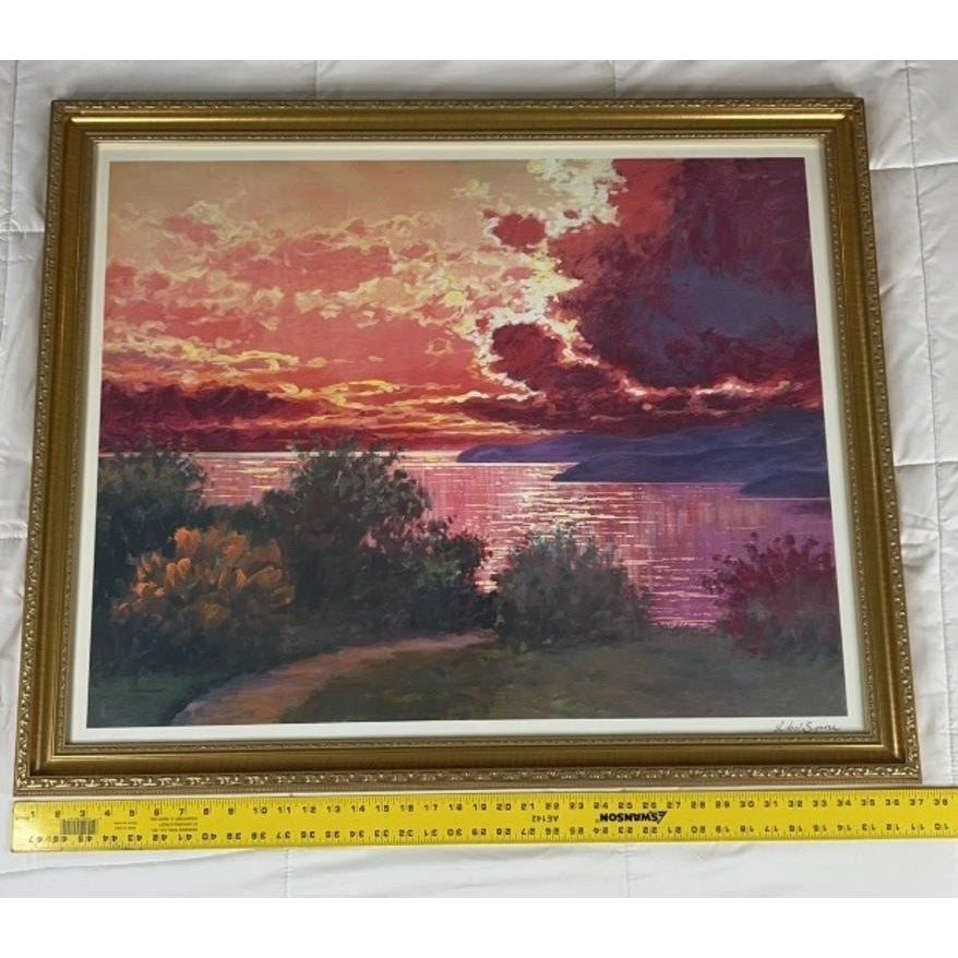 Nuages Seriolithograph Littorio Del Signore 2003 Signed in Print Gold Ornate Frame