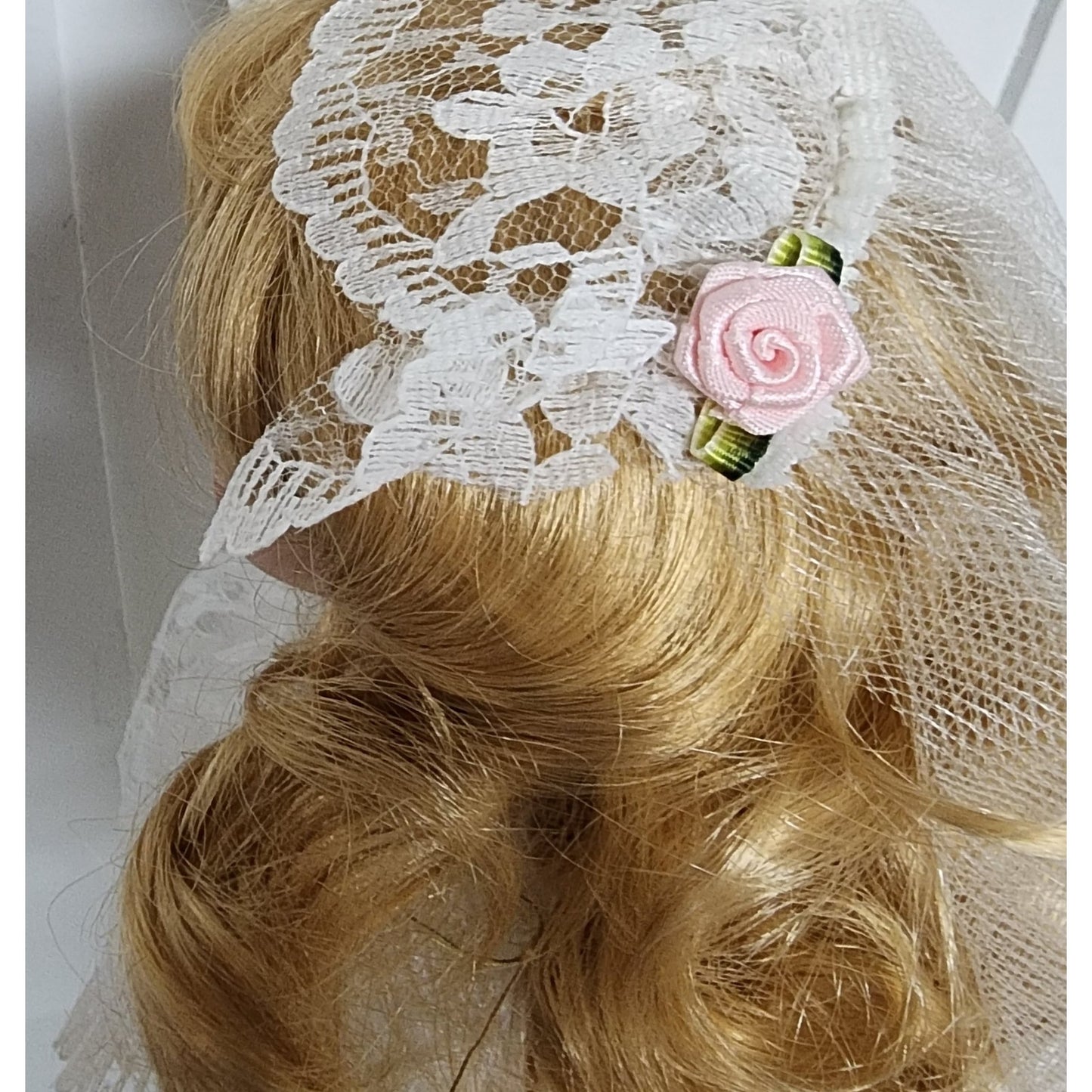 Vintage 16" Lazarus Porcelain Doll “Sarah” w/ Stand & Box – Bridal Gown