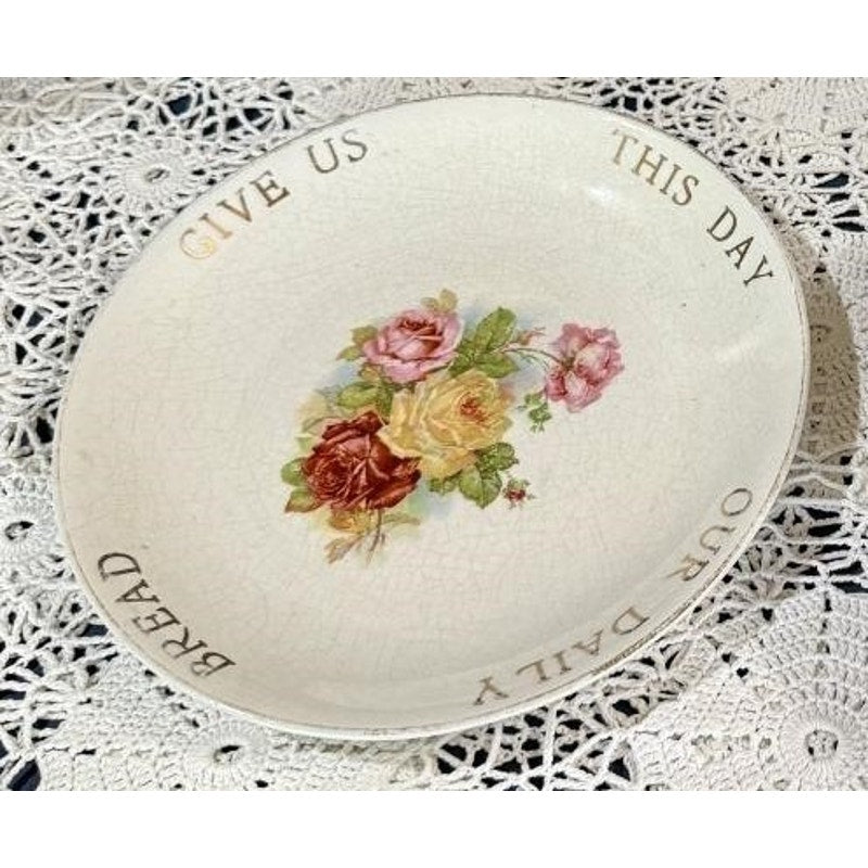 D & W Millard Pottery Lord’s Prayer Plate 9.25" Gold Script Hand Painted Vintage