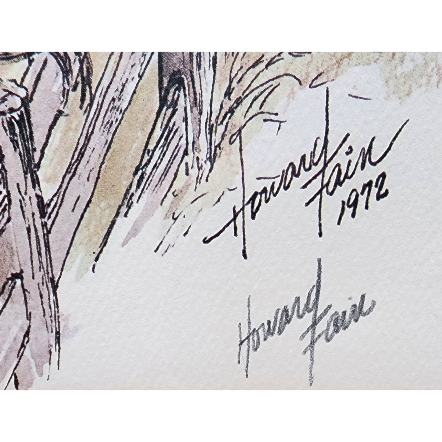 1972 Howard Fain Lithograph "The Tollgate House" Signed Framed Gold Ornate