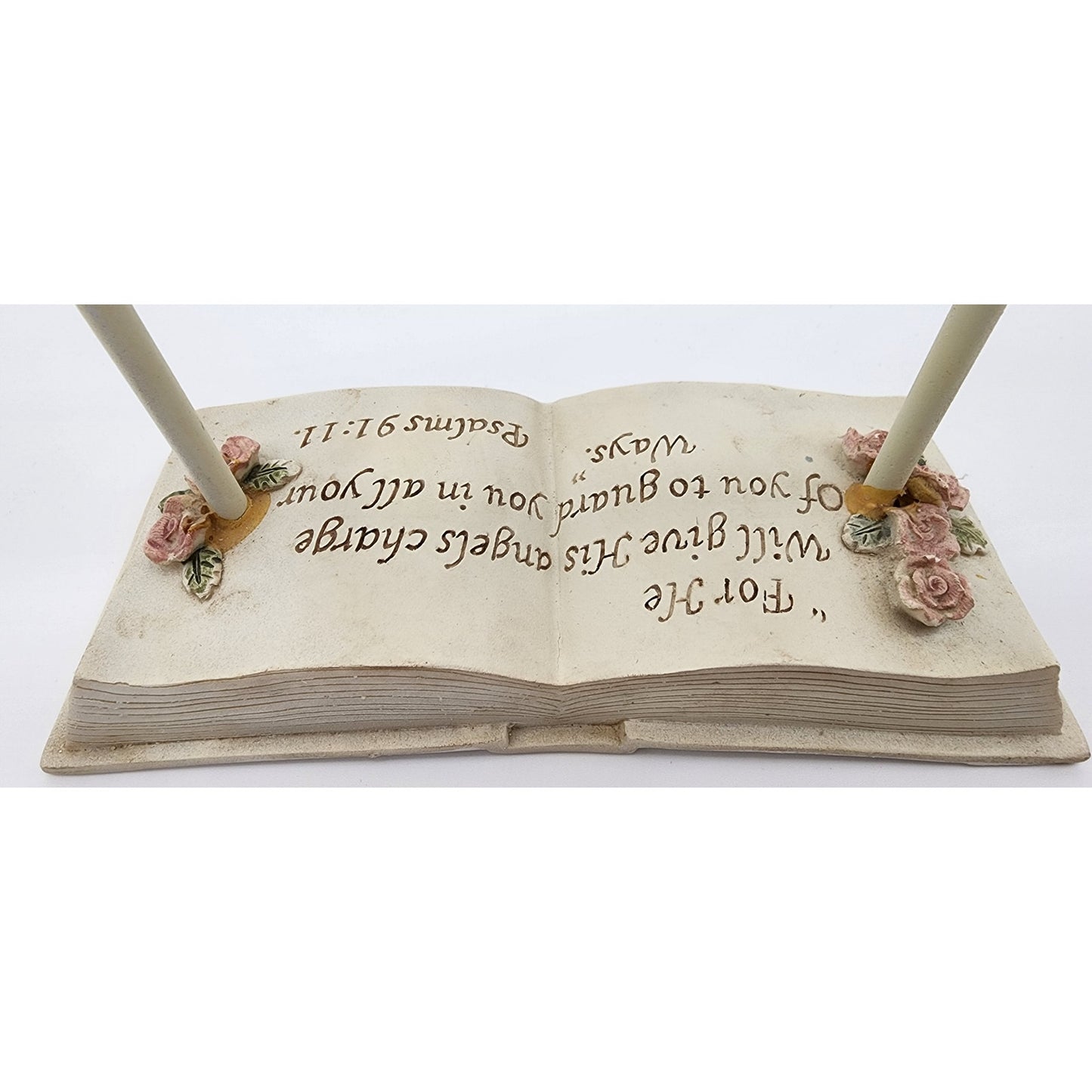 Angel Wing Guardian Figurine w/ Psalms 91:11 Bible Base  11.5" Inspiring Ceramic