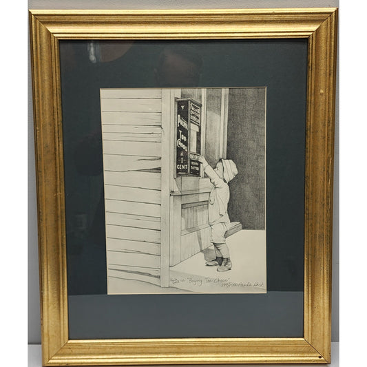 Paula Beck 1993 Signed Lithograph "Buying Too-Choos" Americana Art Ornate Frame