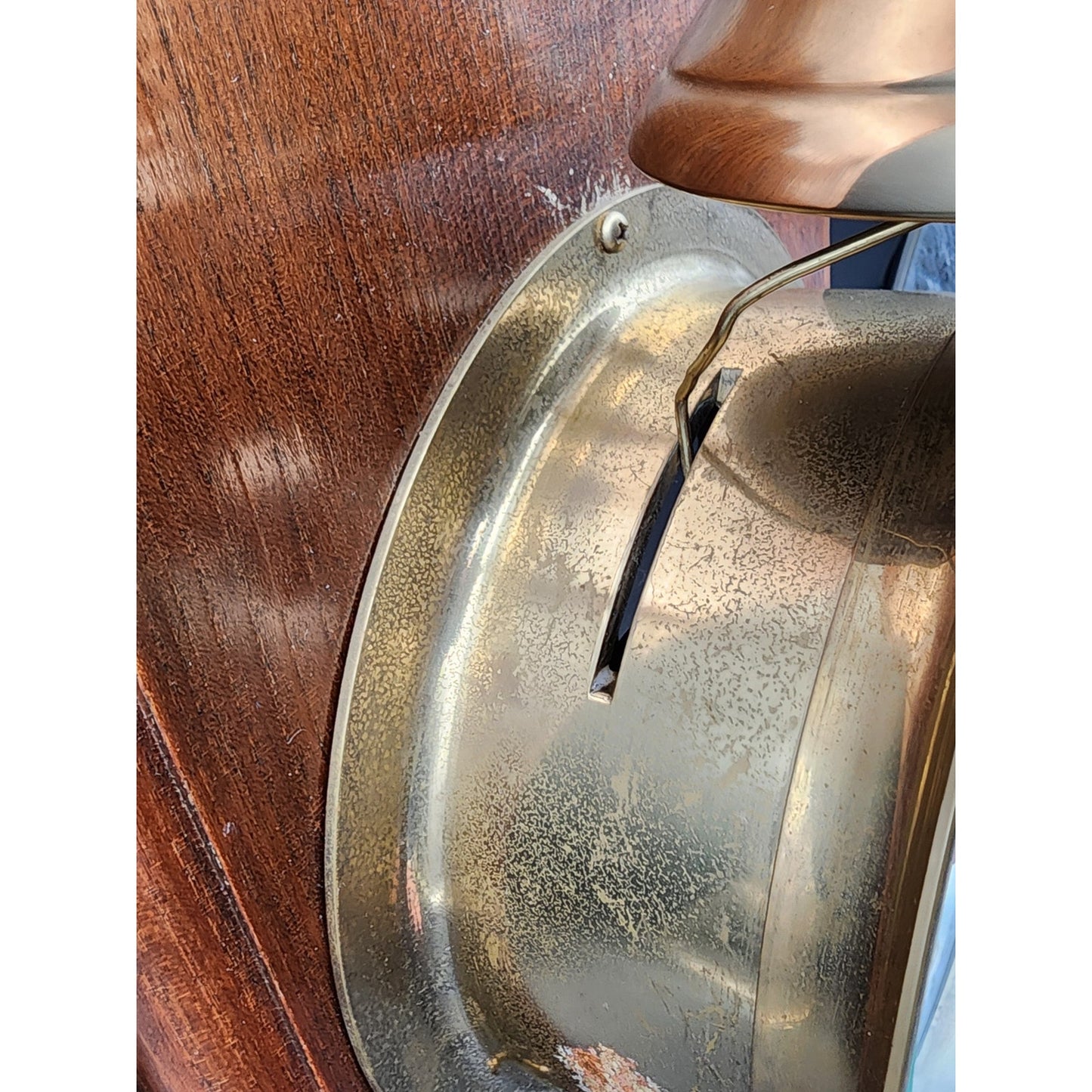Vintage Dolphin Brass & Wood Mariner Wall Clock w/ Hourly Ship Bell Chimes