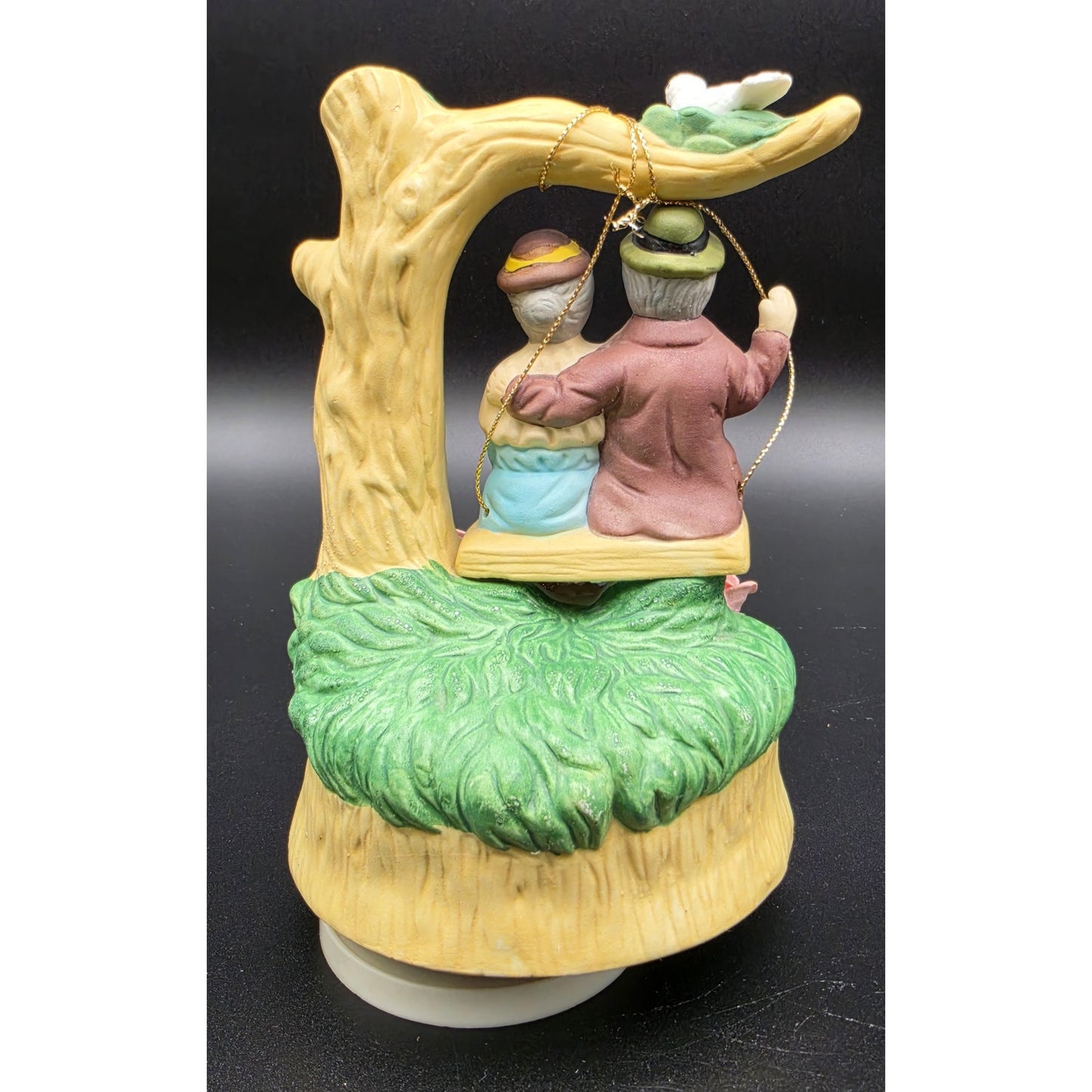 1994 Porcelain Music Box Elderly Couple Swing Rotates 360° Through The Years